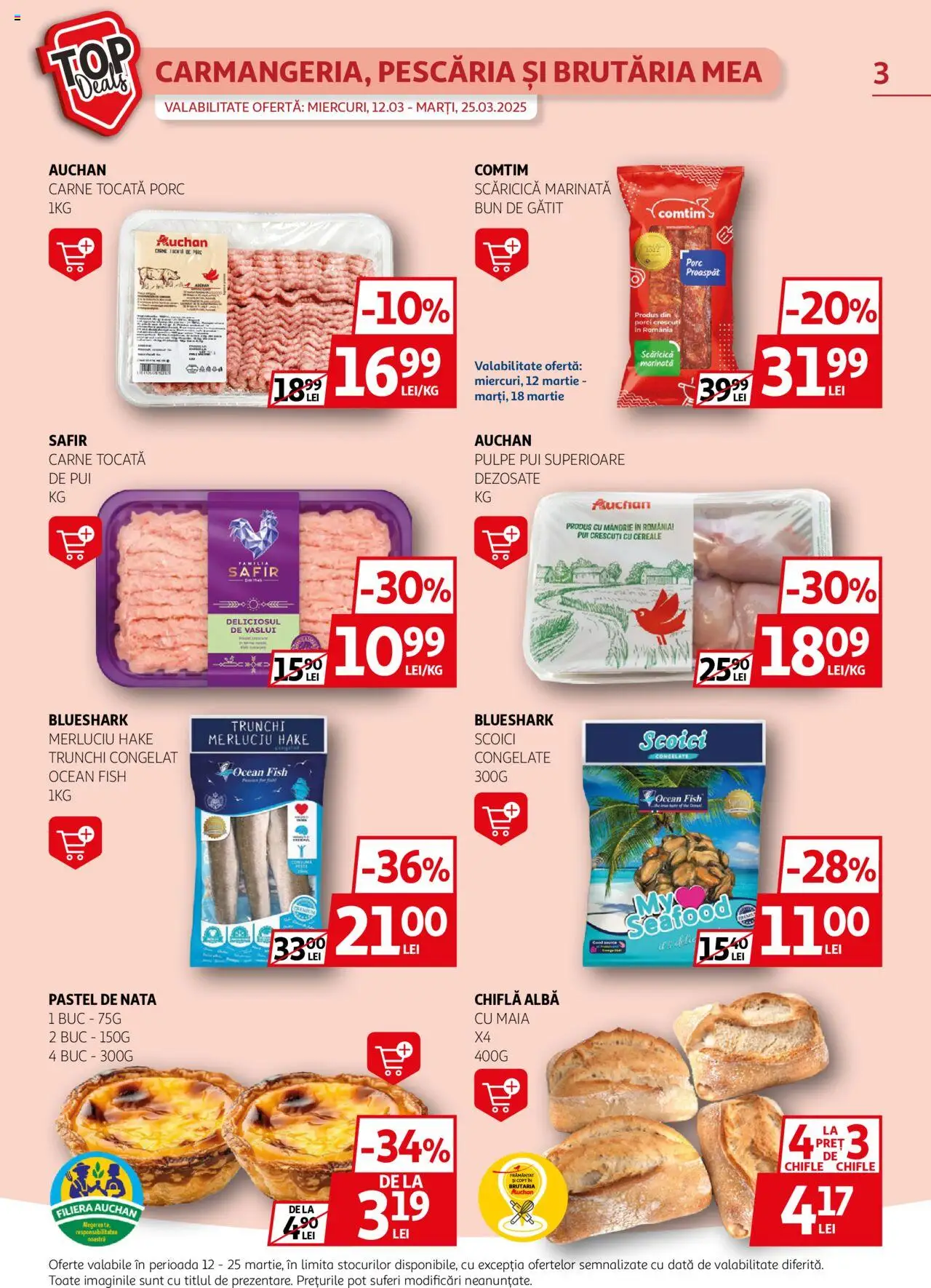 Catalog Auchan 12 - 25 Martie 2025 | Pagina 3 | Produse: Chiflă, Carne tocată, Cereale