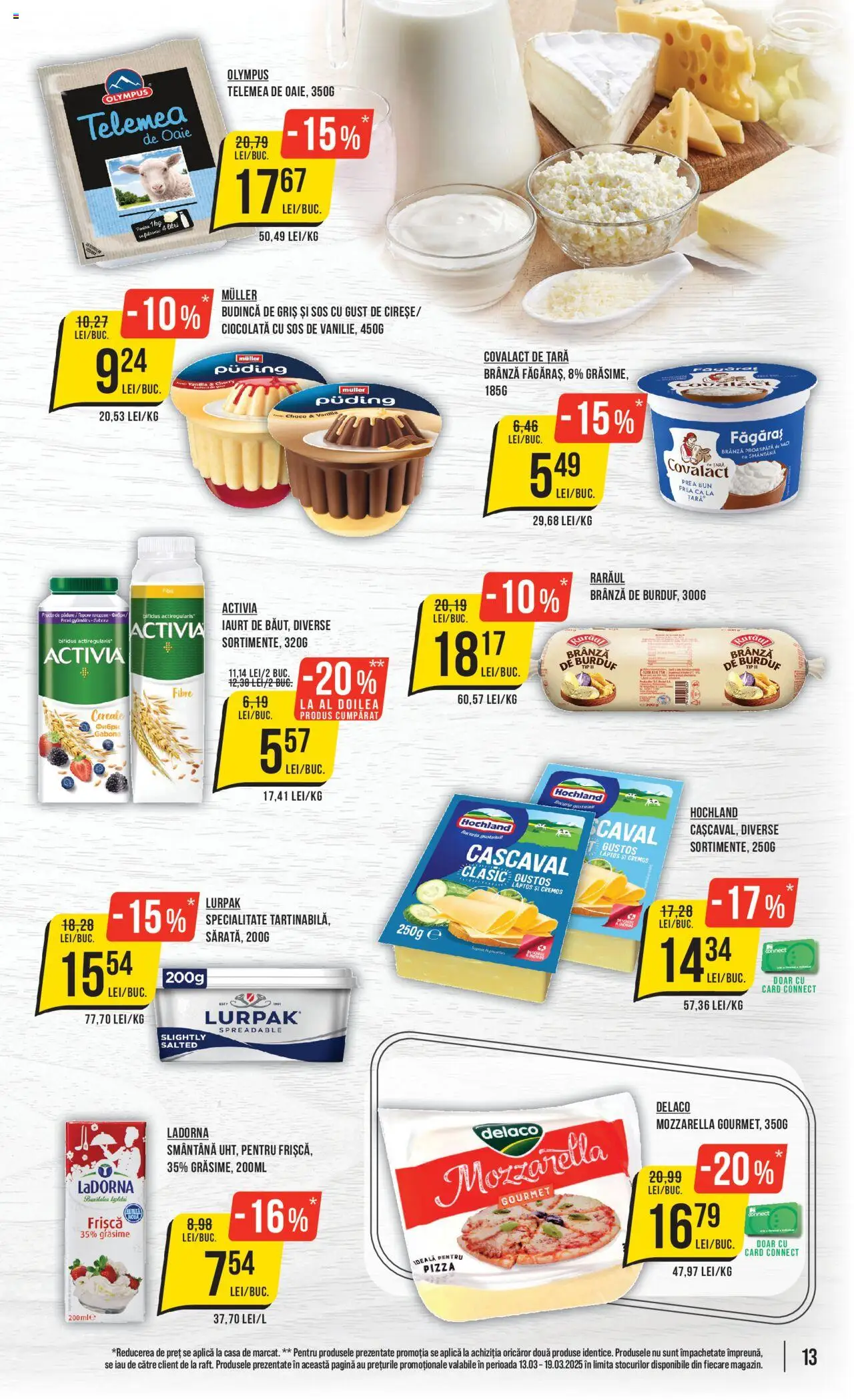 Catalog Mega Image 13 - 19 Martie 2025 | Pagina 13 | Produse: Light Kedi Konservesi, Mozzarella, Smântână, Fructe