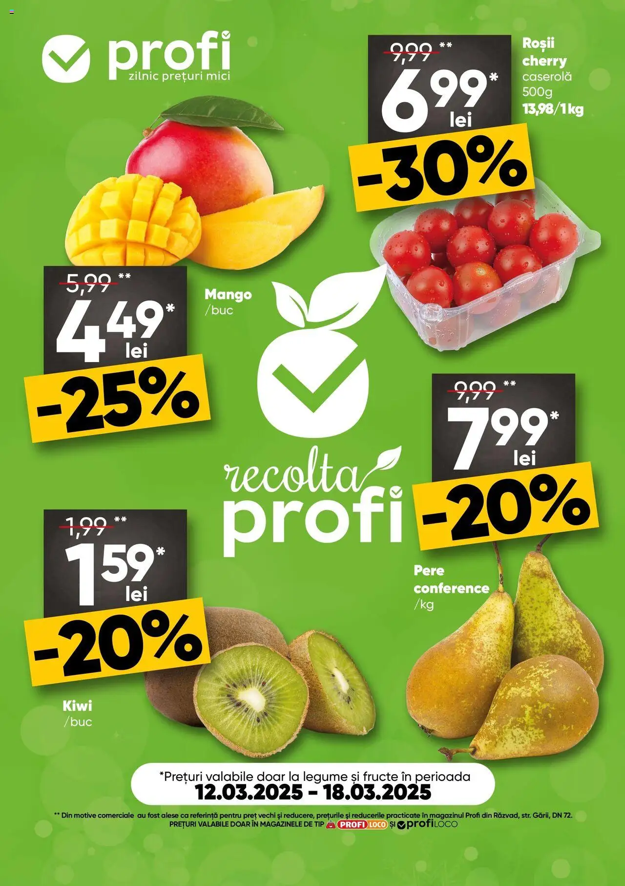 Catalog Profi 12 - 18 Martie 2025 | Pagina 1 | Produse: Roșii, Kiwi, Legume, Mango