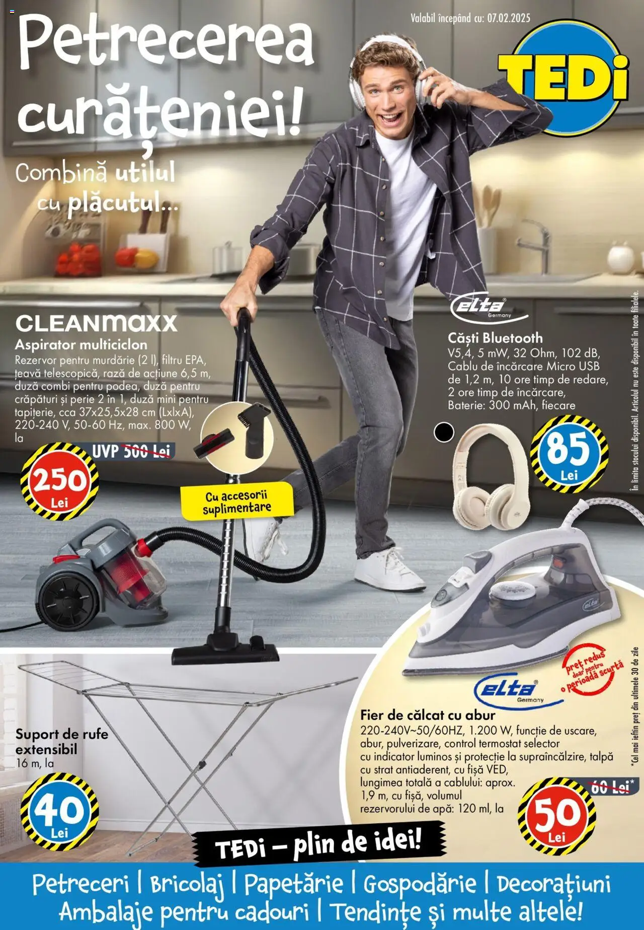 Catalog TEDi 7 - 15 Februarie 2025 | Pagina 1 | Produse: Căști, Cablu, Aspirator, Țeavă