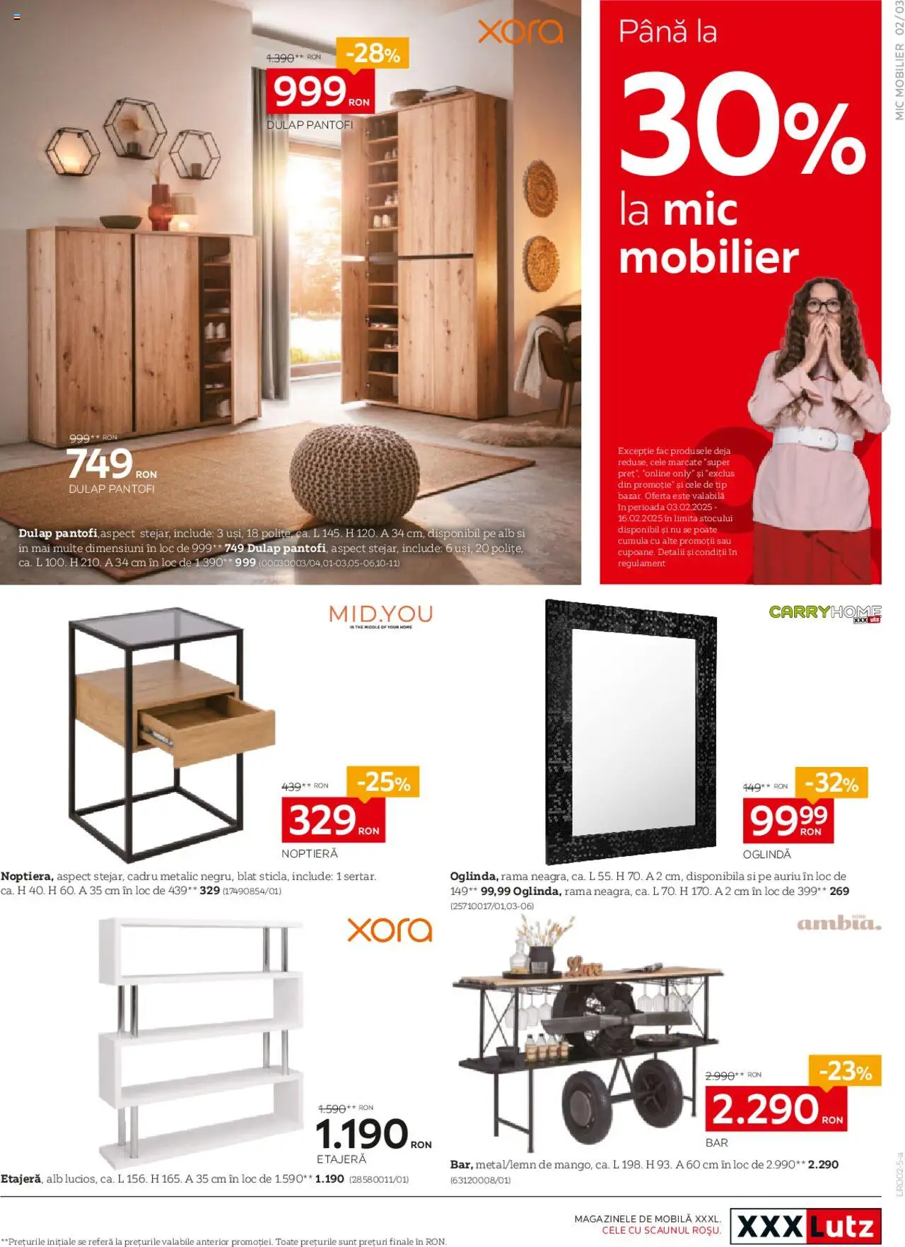 Catalog XXXLutz 3 Februarie - 2 Martie 2025 | Pagina 3 | Produse: Pantofi, Noptieră, Oglindă, Etajeră