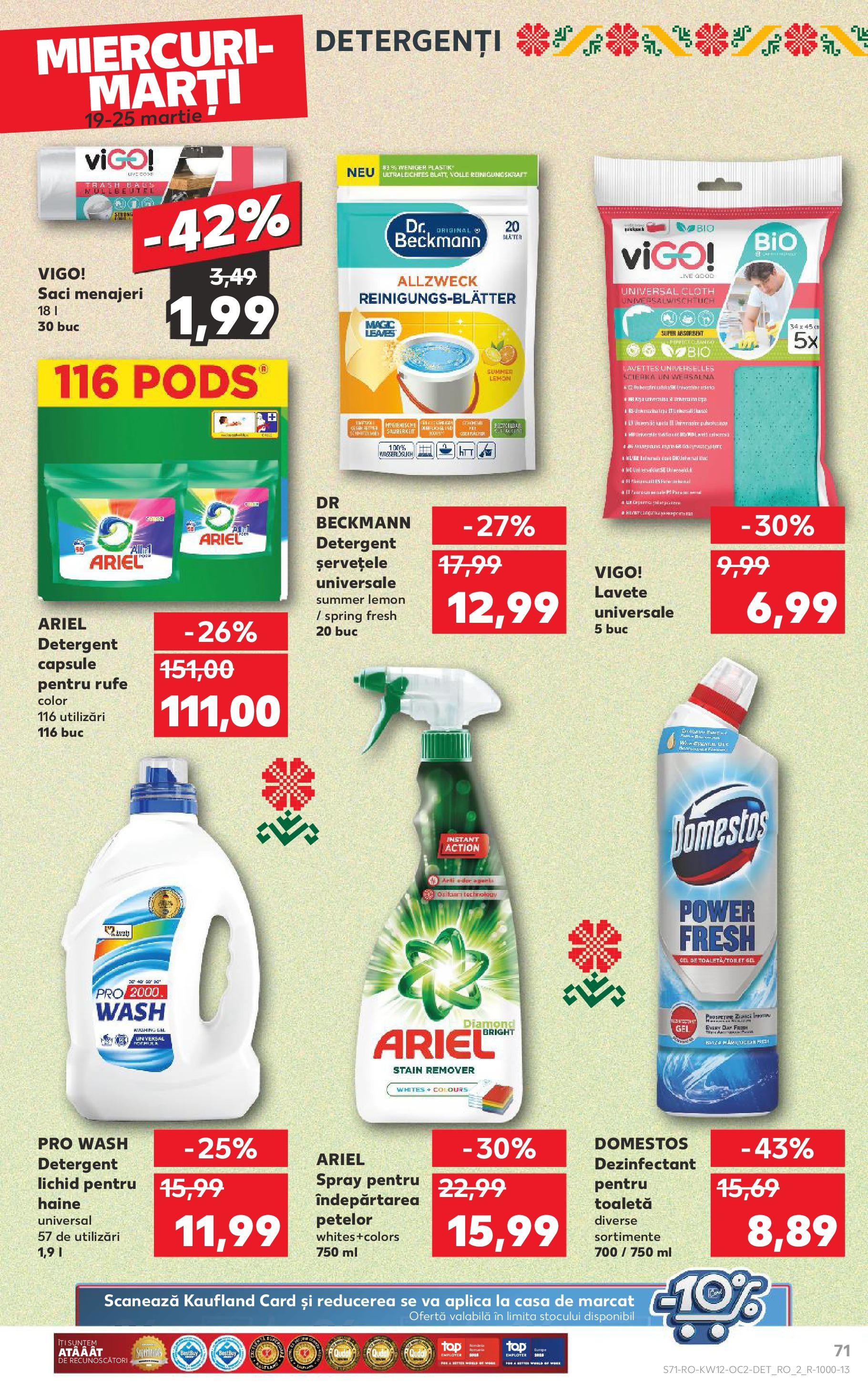 Catalog Kaufland 19 - 25 Martie 2025 | Pagina 71 | Produse: Saci menajeri, Detergent, Lavete, Haine