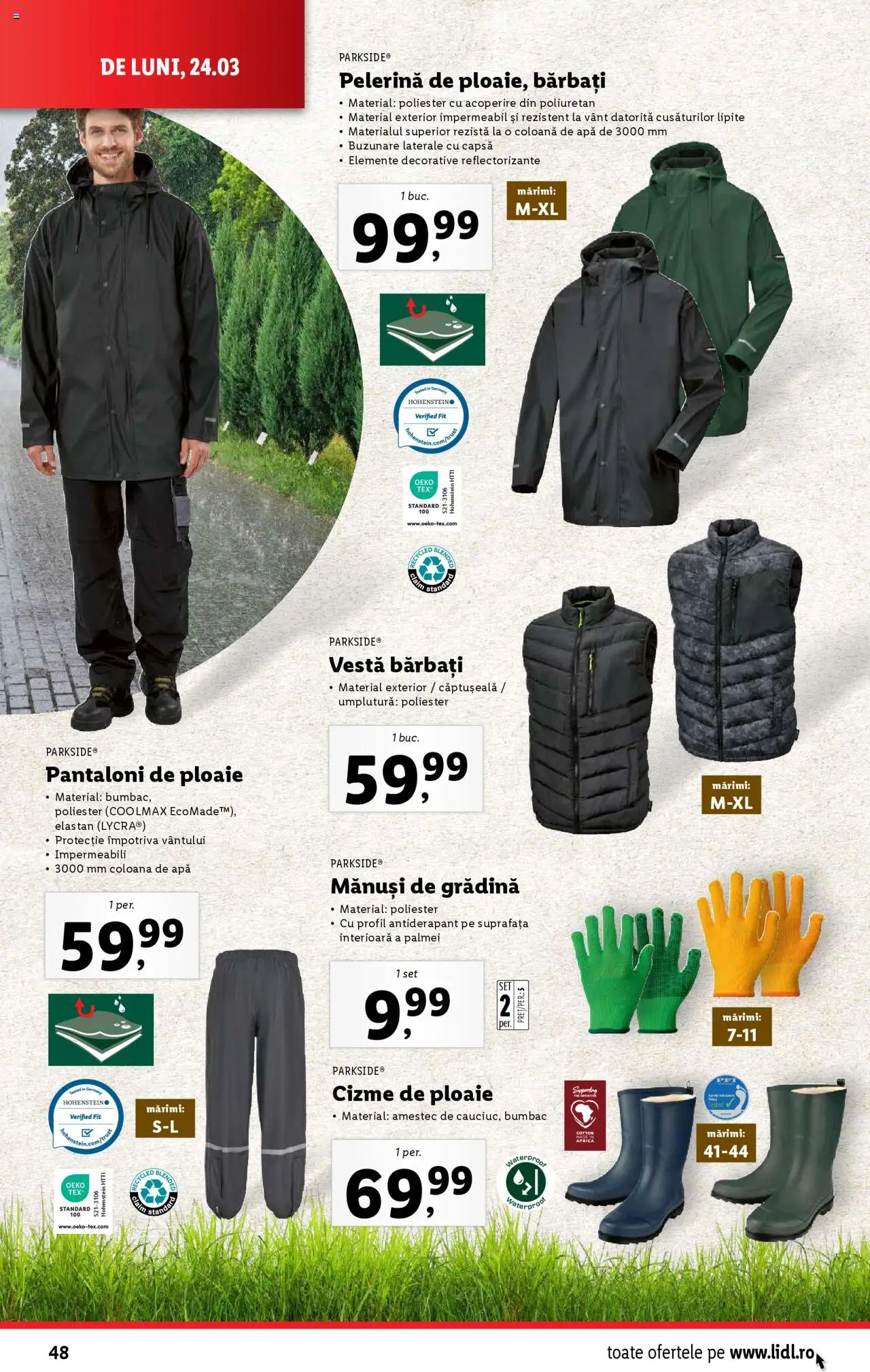 Catalog LIDL 24 - 30 Martie 2025 | Pagina 48 | Produse: Mănuși, Vestă, Pantaloni, Apă
