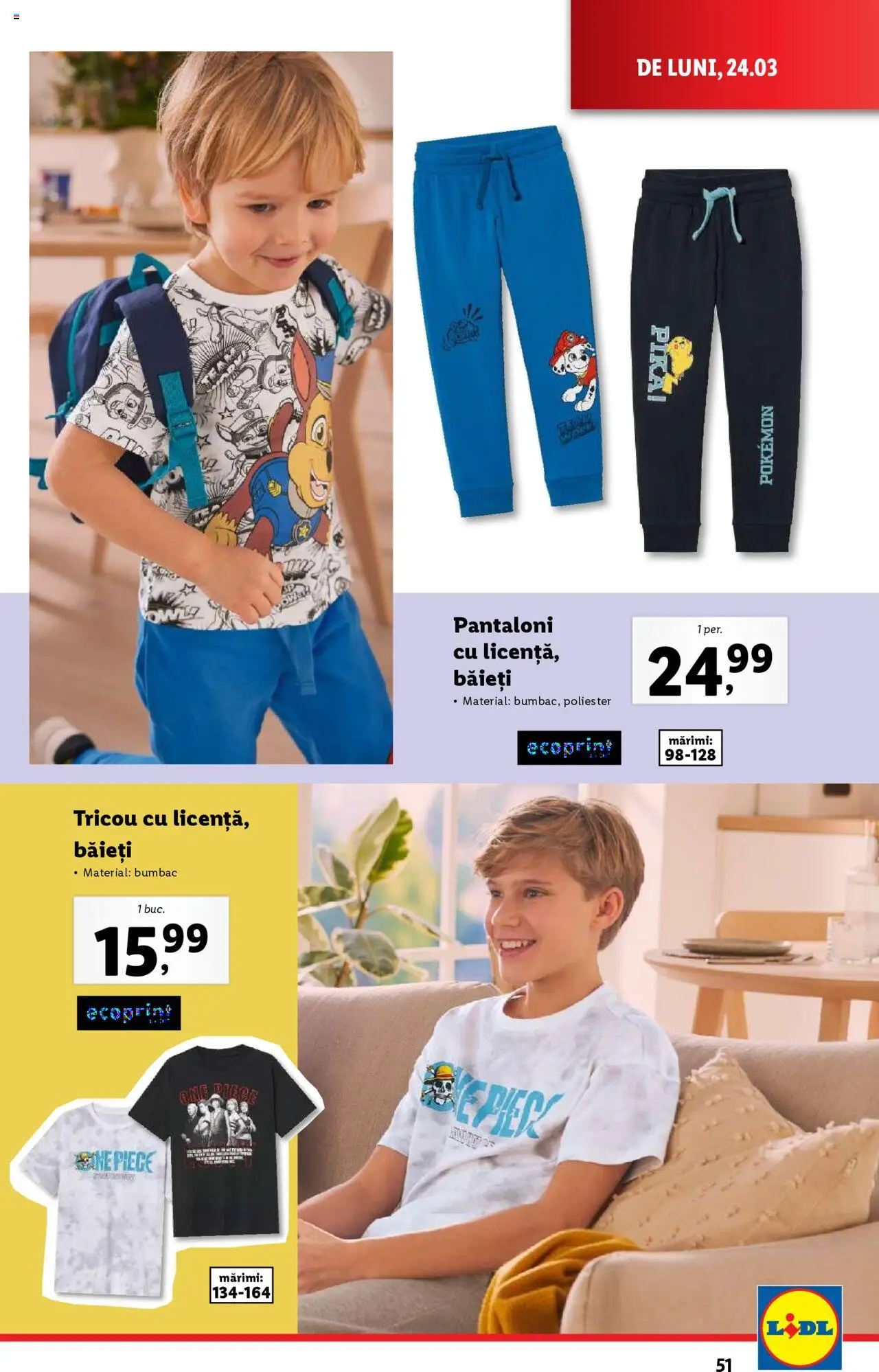 Catalog LIDL 24 - 30 Martie 2025 | Pagina 51 | Produse: Tricou, Pantaloni