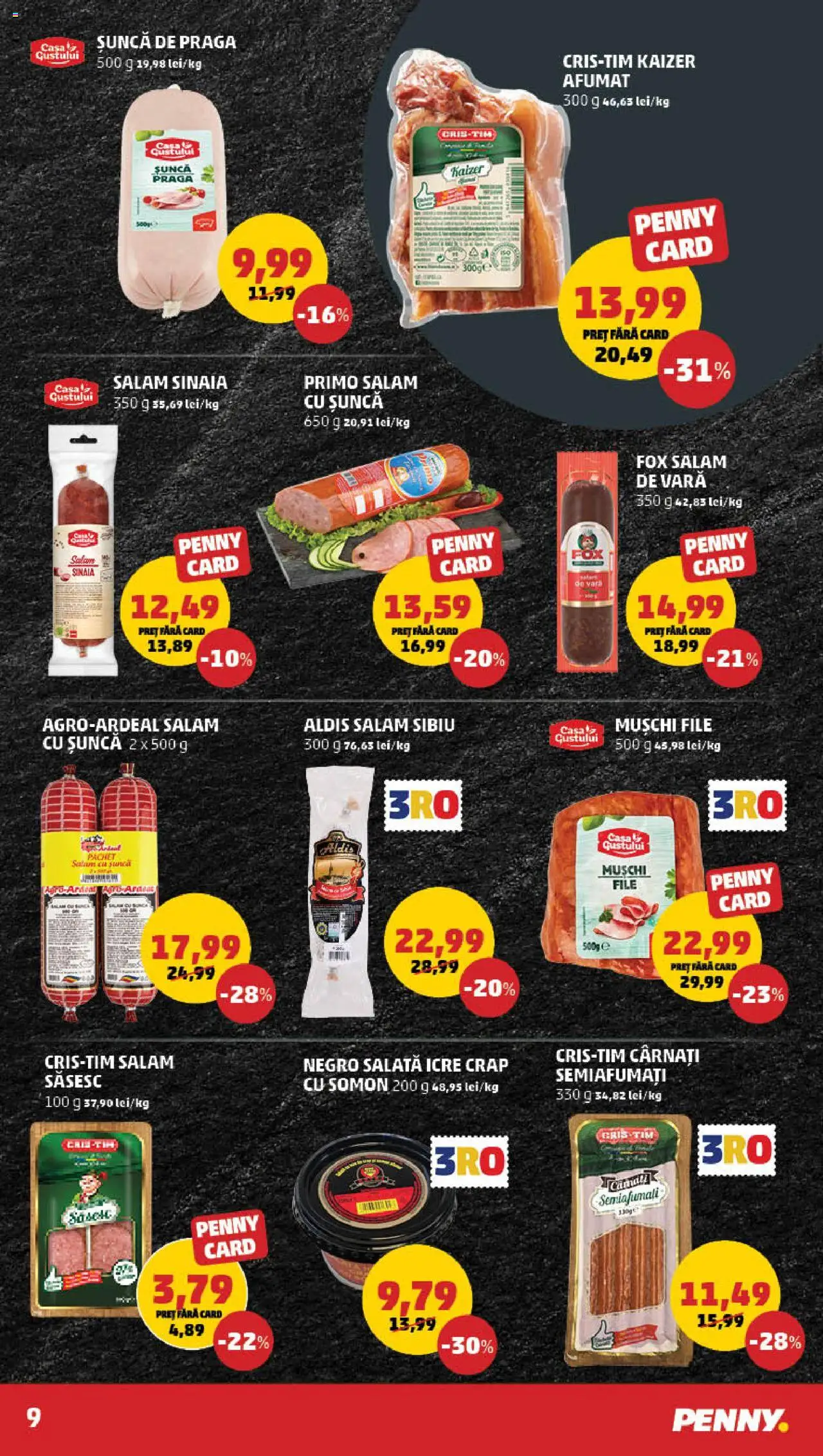 Catalog PENNY Market 19 - 25 Martie 2025 | Pagina 9 | Produse: Salam, Șuncă, Salată, Cârnați
