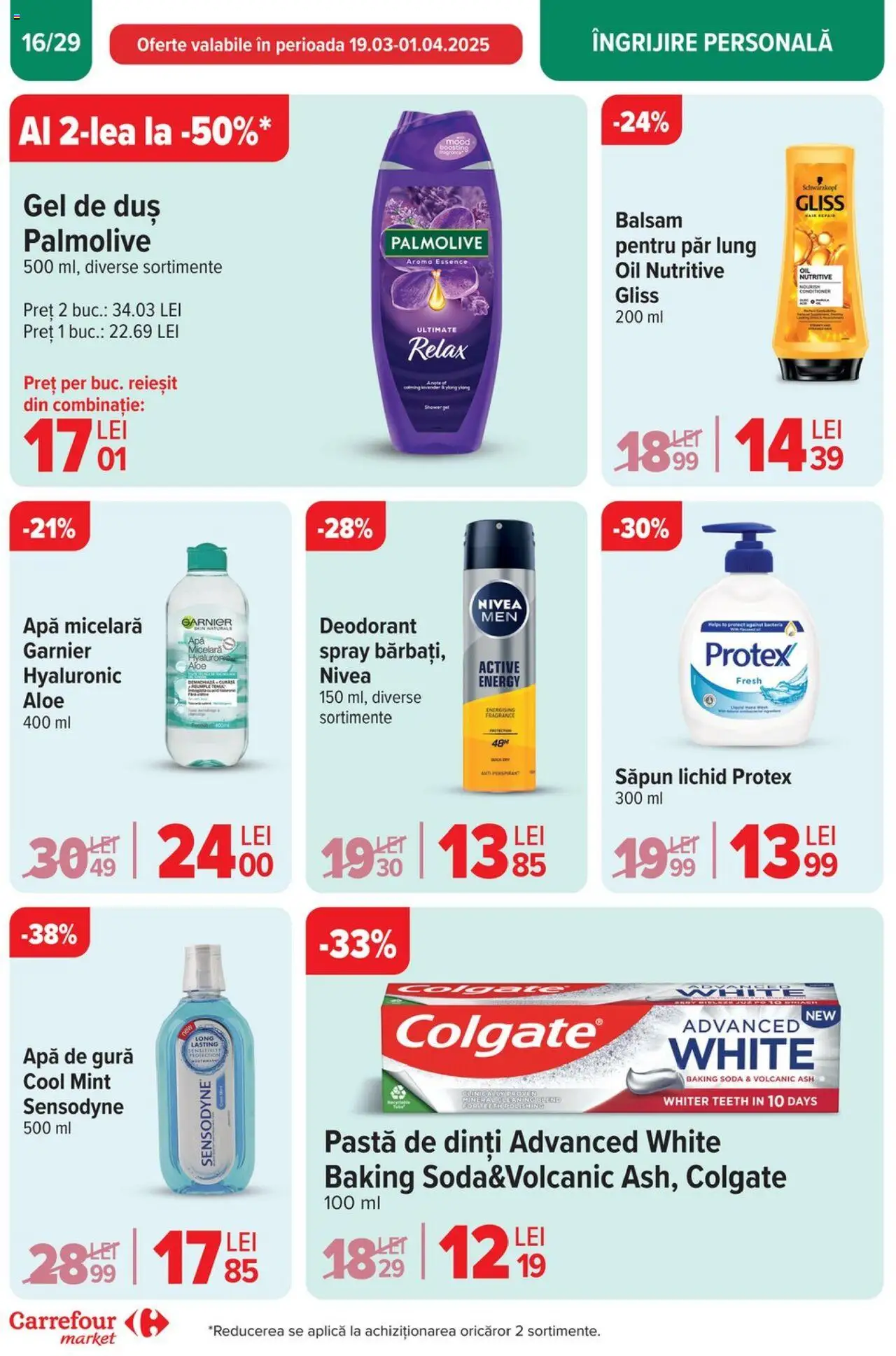 Catalog Carrefour 19 - 25 Martie 2025 | Pagina 16 | Produse: Gel de duș, Deodorant, Pastă de dinți, Săpun lichid
