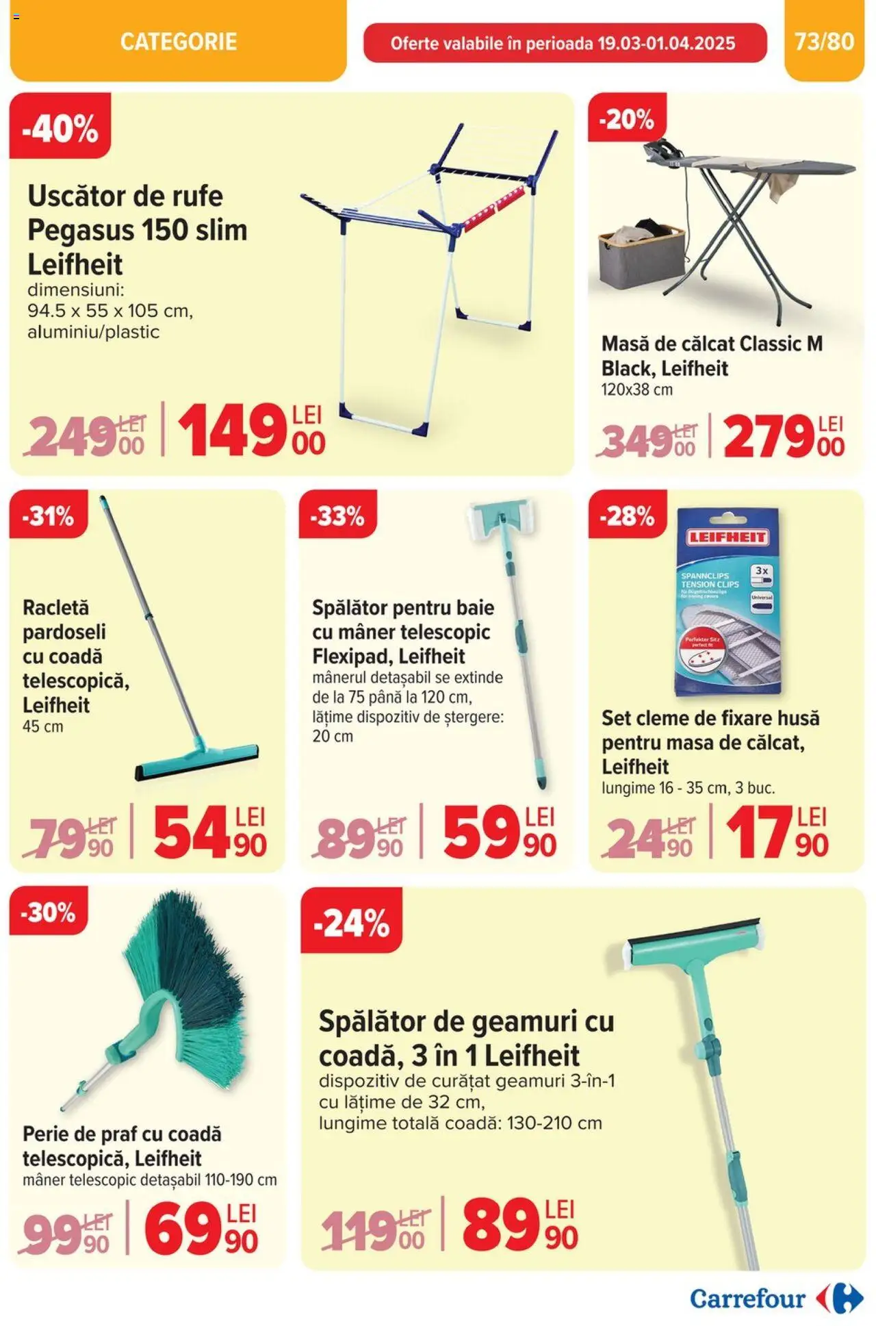 Catalog Carrefour 19 - 25 Martie 2025 | Pagina 76 | Produse: Mâner, Masă, Perie, Masă de călcat