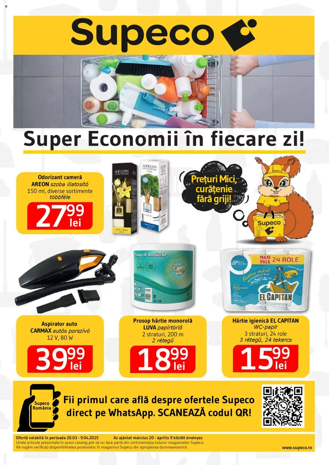 Catalog Supeco 20 Martie - 9 Aprilie 2025 | Pagina 1 | Produse: Cameră, Aspirator, Bucătărie, Role