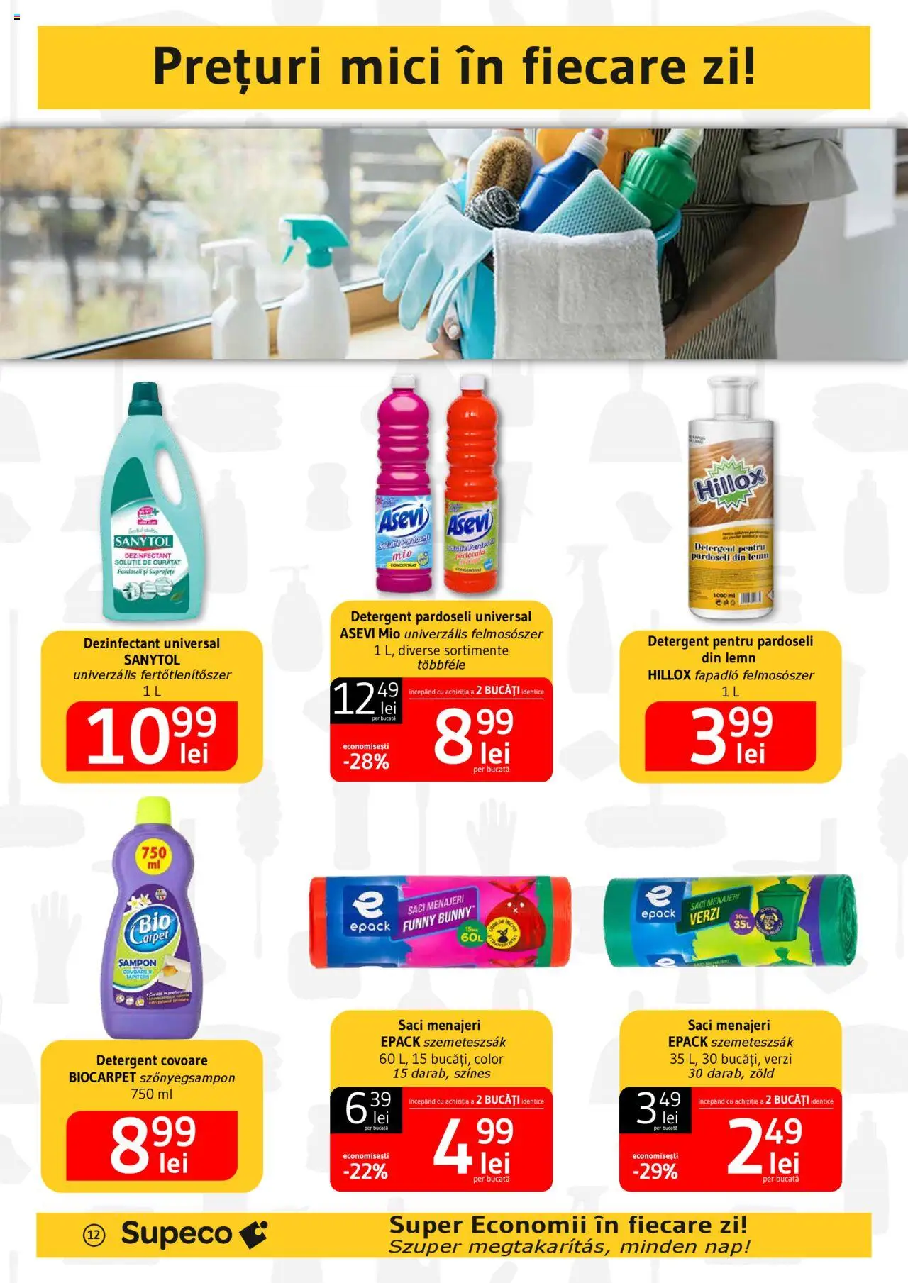 Catalog Supeco 20 Martie - 9 Aprilie 2025 | Pagina 12 | Produse: Saci menajeri, Mici, Șampon, Detergent