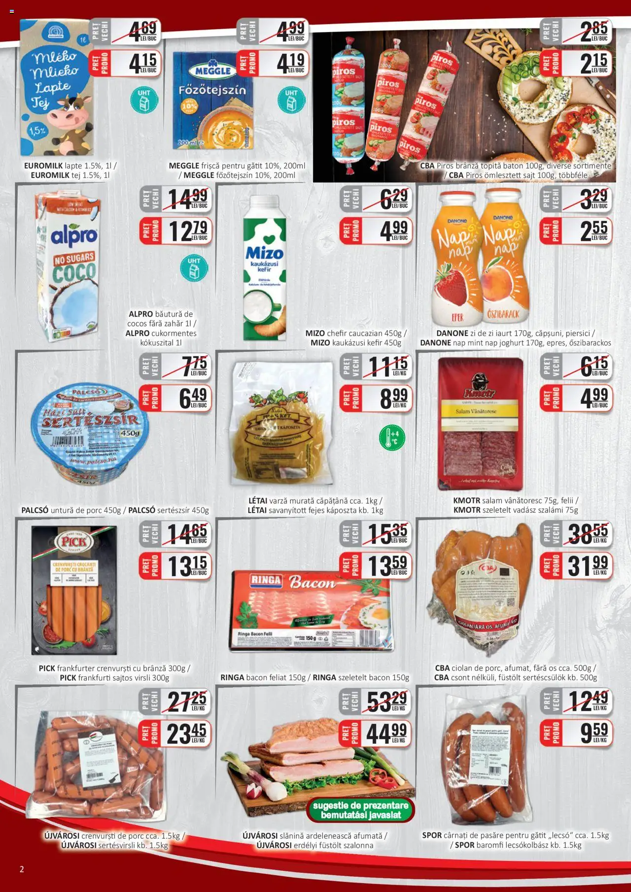 Catalog CBA 16 - 31 Martie 2025 | Pagina 2 | Produse: Varză, Crenvurști, Lapte, Salam