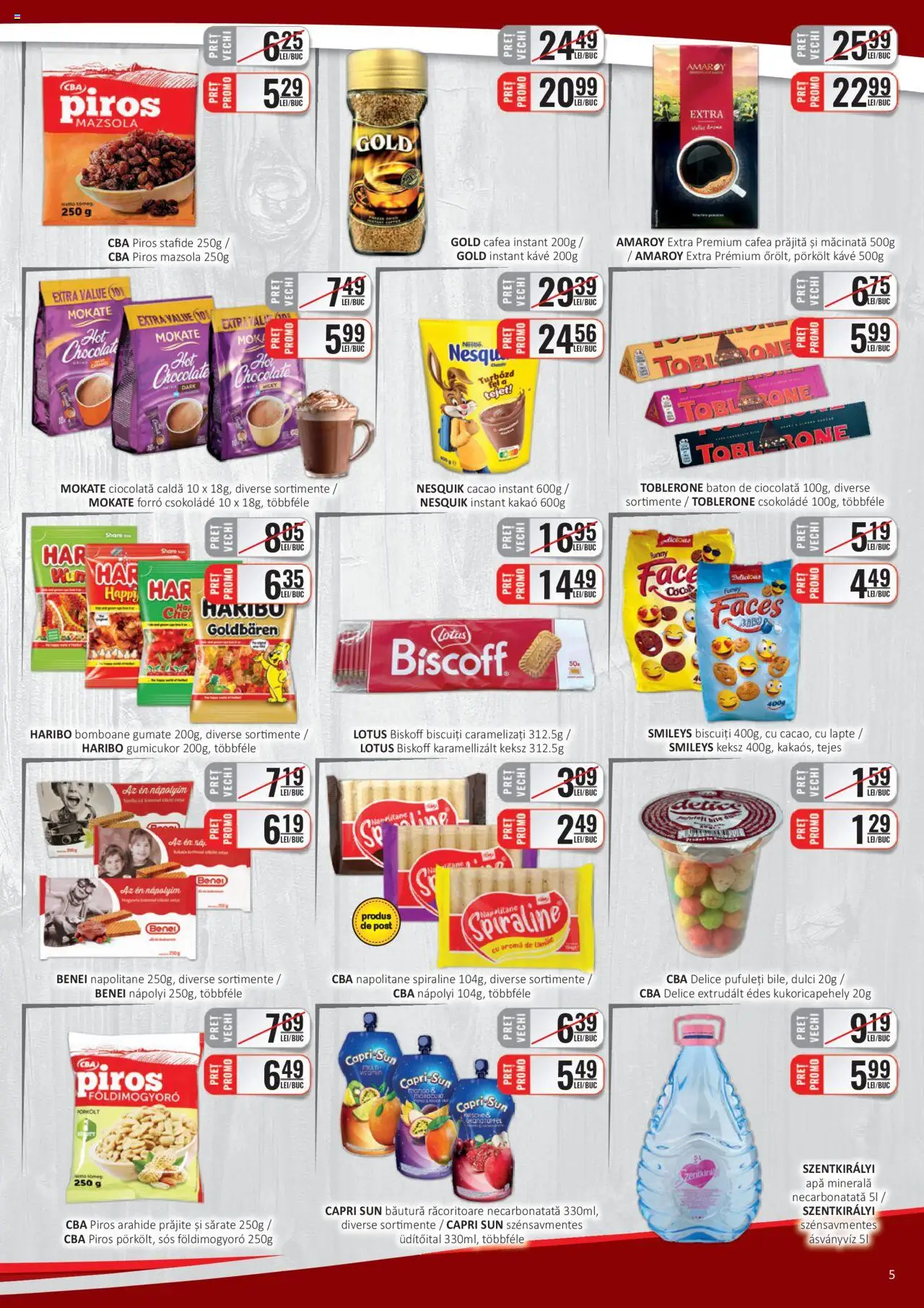 Catalog CBA 16 - 31 Martie 2025 | Pagina 5 | Produse: Napolitane, Lapte, Cafea, Apă