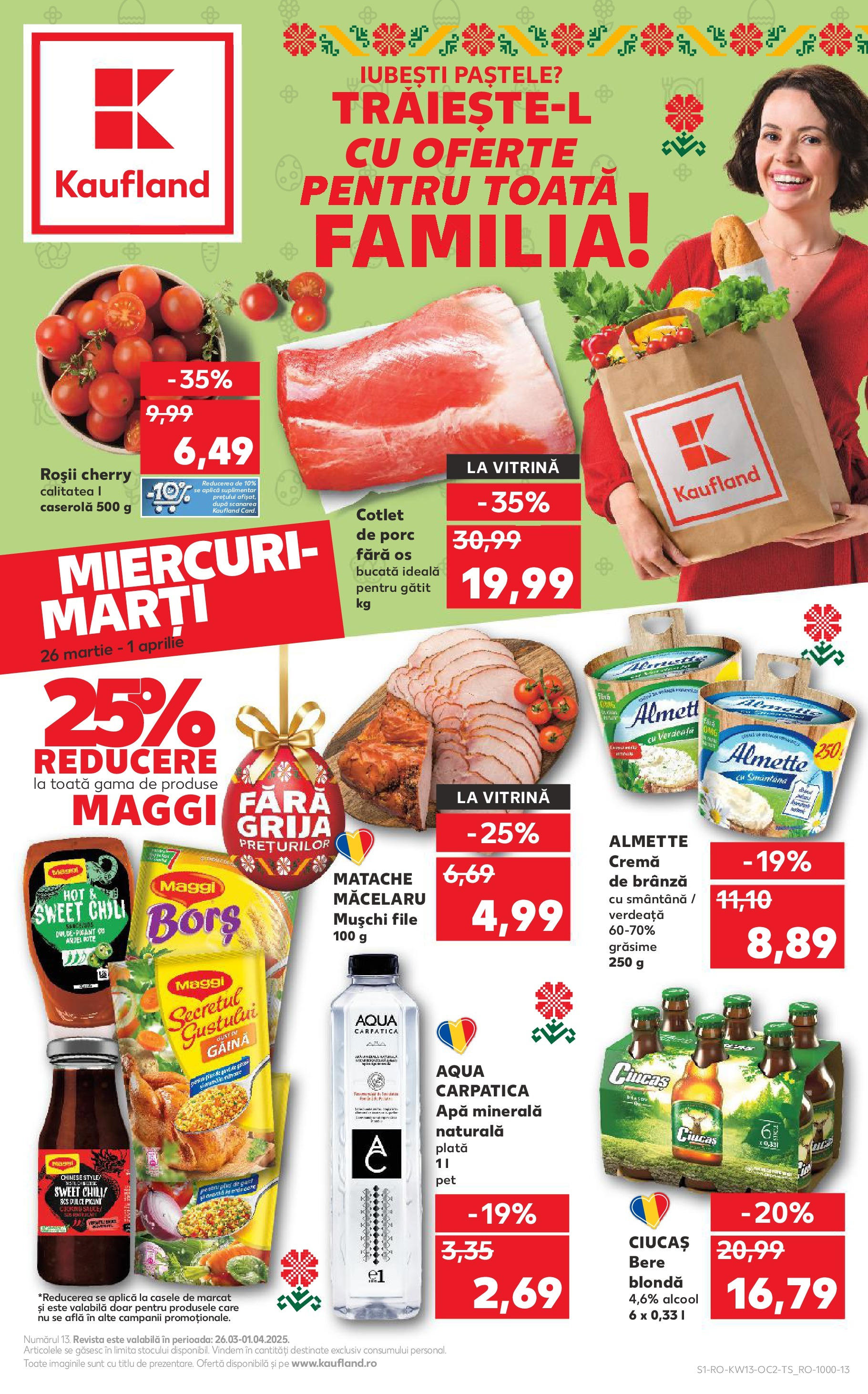 Catalog Kaufland 26 Martie - 1 Aprilie 2025 | Pagina 1 | Produse: Yazı tahtası kalemi, Brânză, Roșii, Apă