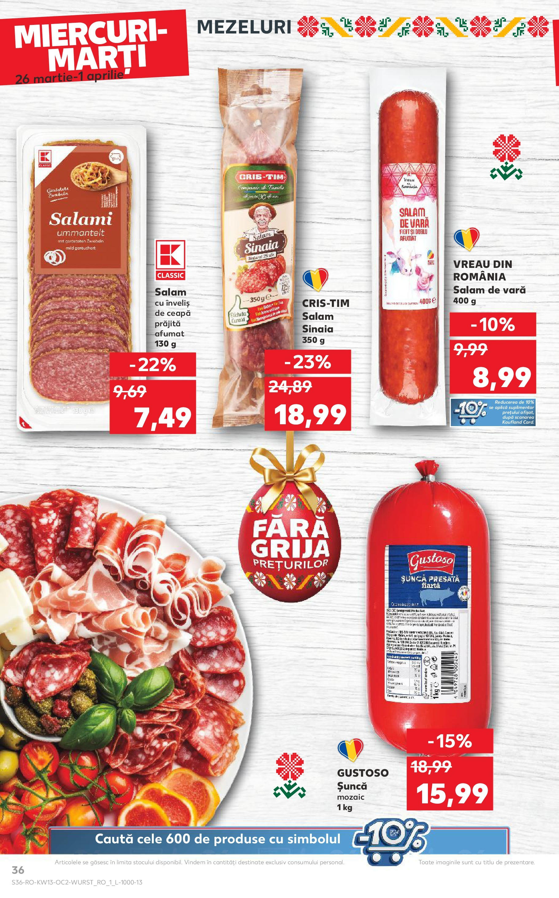 Catalog Kaufland 26 Martie - 1 Aprilie 2025 | Pagina 36 | Produse: Salam, Șuncă, Ceapă