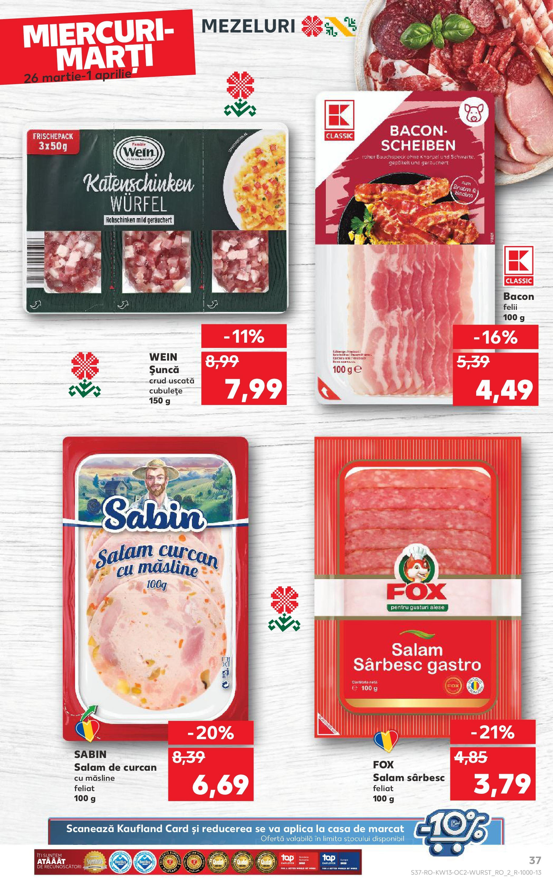 Catalog Kaufland 26 Martie - 1 Aprilie 2025 | Pagina 37 | Produse: Măsline, Bacon, Salam, Șuncă
