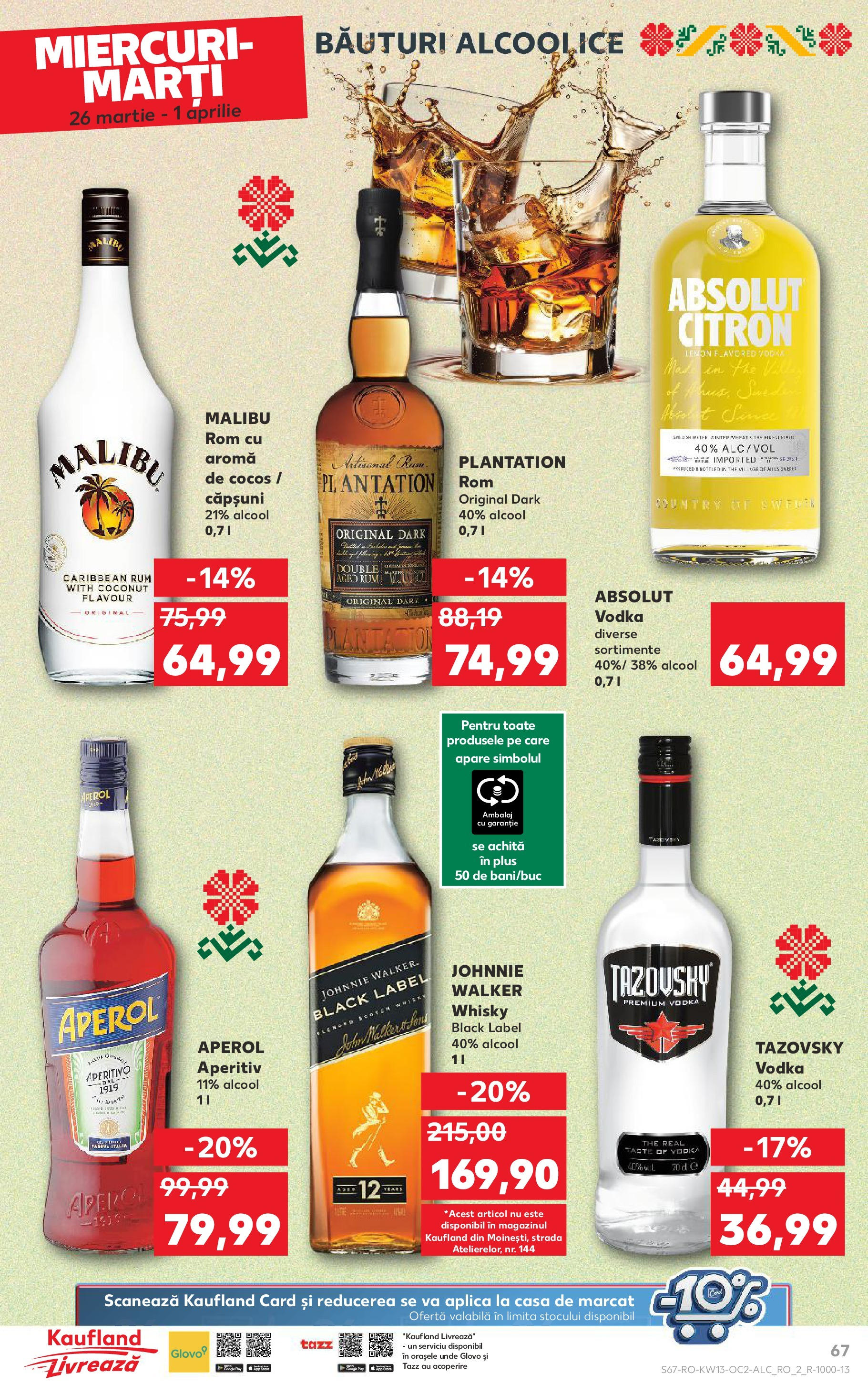Catalog Kaufland 26 Martie - 1 Aprilie 2025 | Pagina 67 | Produse: Rom, Căpșuni, Vodka, Aperol