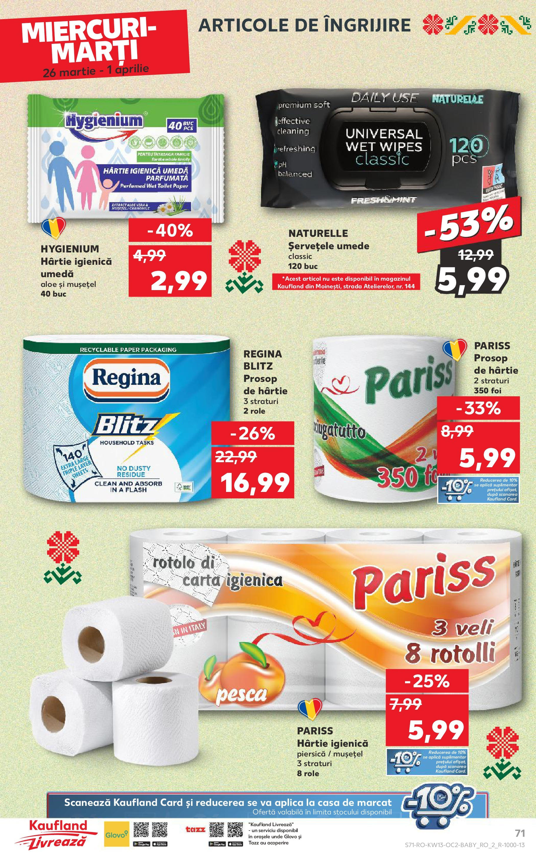 Catalog Kaufland 26 Martie - 1 Aprilie 2025 | Pagina 71 | Produse: Piersică, Pomelo, Role, Șervețele umede