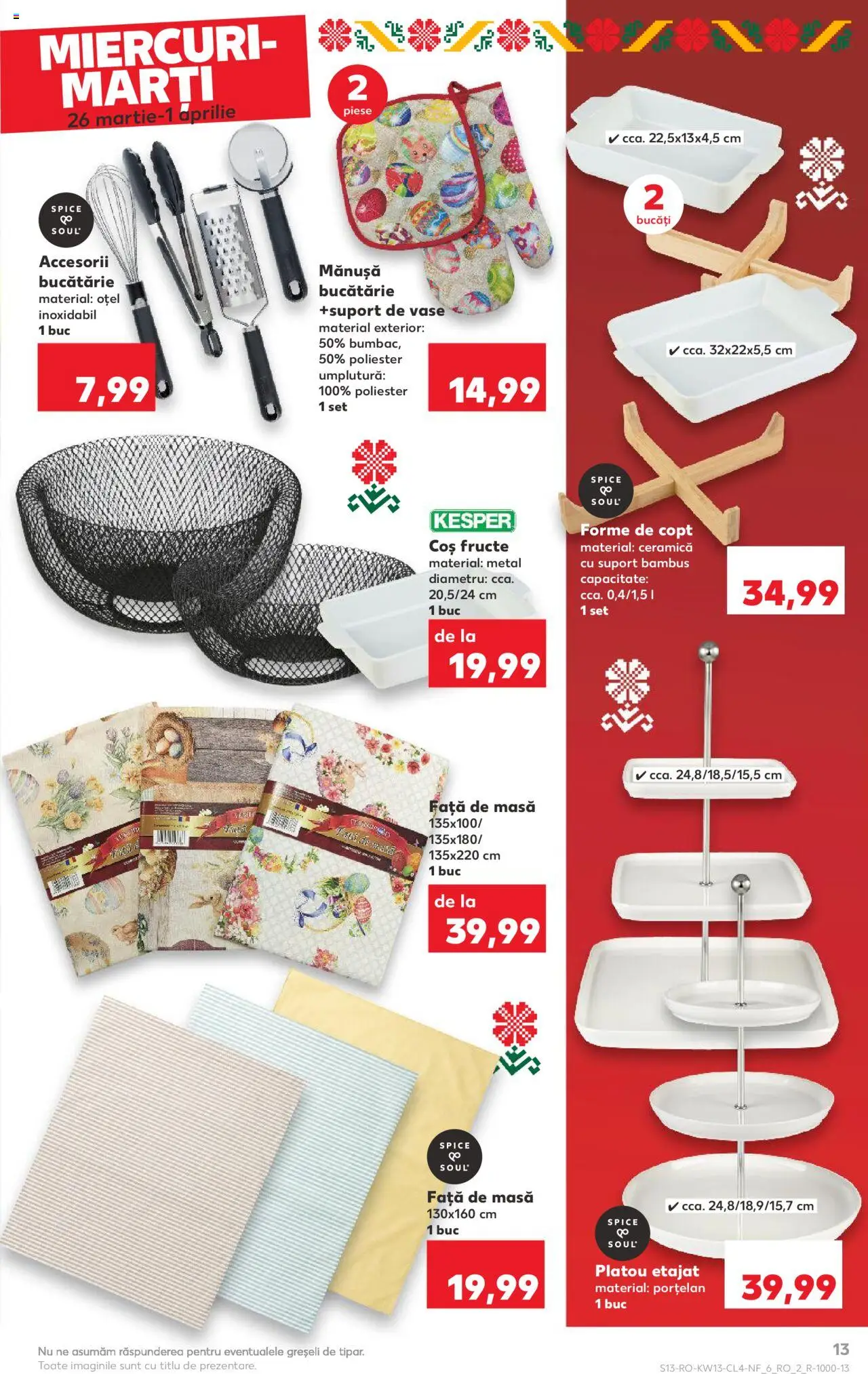 Catalog Kaufland 26 Martie - 1 Aprilie 2025 | Pagina 13 | Produse: Față de masă, Accesorii bucătărie, Masă, Fructe