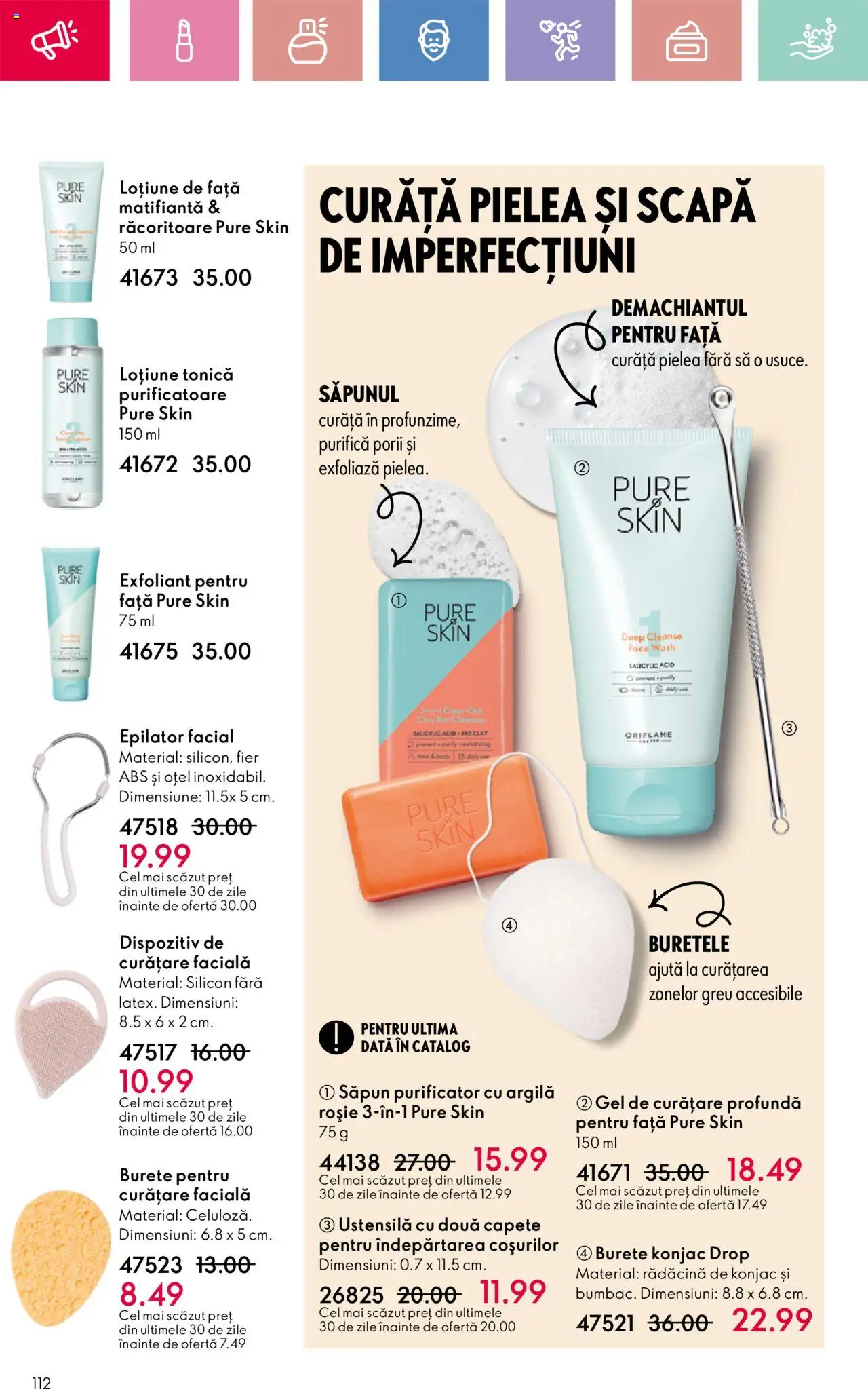 Catalog Oriflame 13 Aprilie - 3 Mai 2025 | Pagina 112 | Produse: Loțiune tonică, Exfoliant, Body, Burete