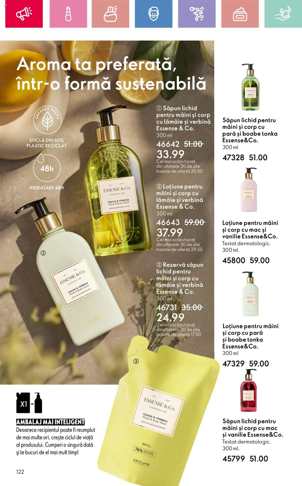 Catalog Oriflame 13 Aprilie - 3 Mai 2025 | Pagina 122 | Produse: Body, Săpun lichid, Rezervă săpun, Lămâie