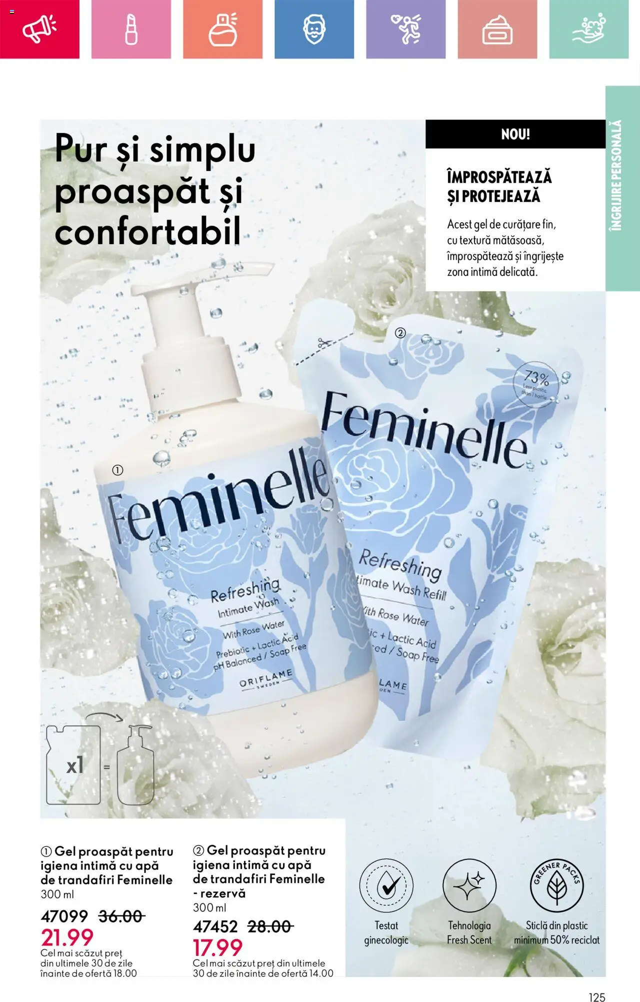 Catalog Oriflame 13 Aprilie - 3 Mai 2025 | Pagina 125 | Produse: Gel de curățare, Paste, Apă