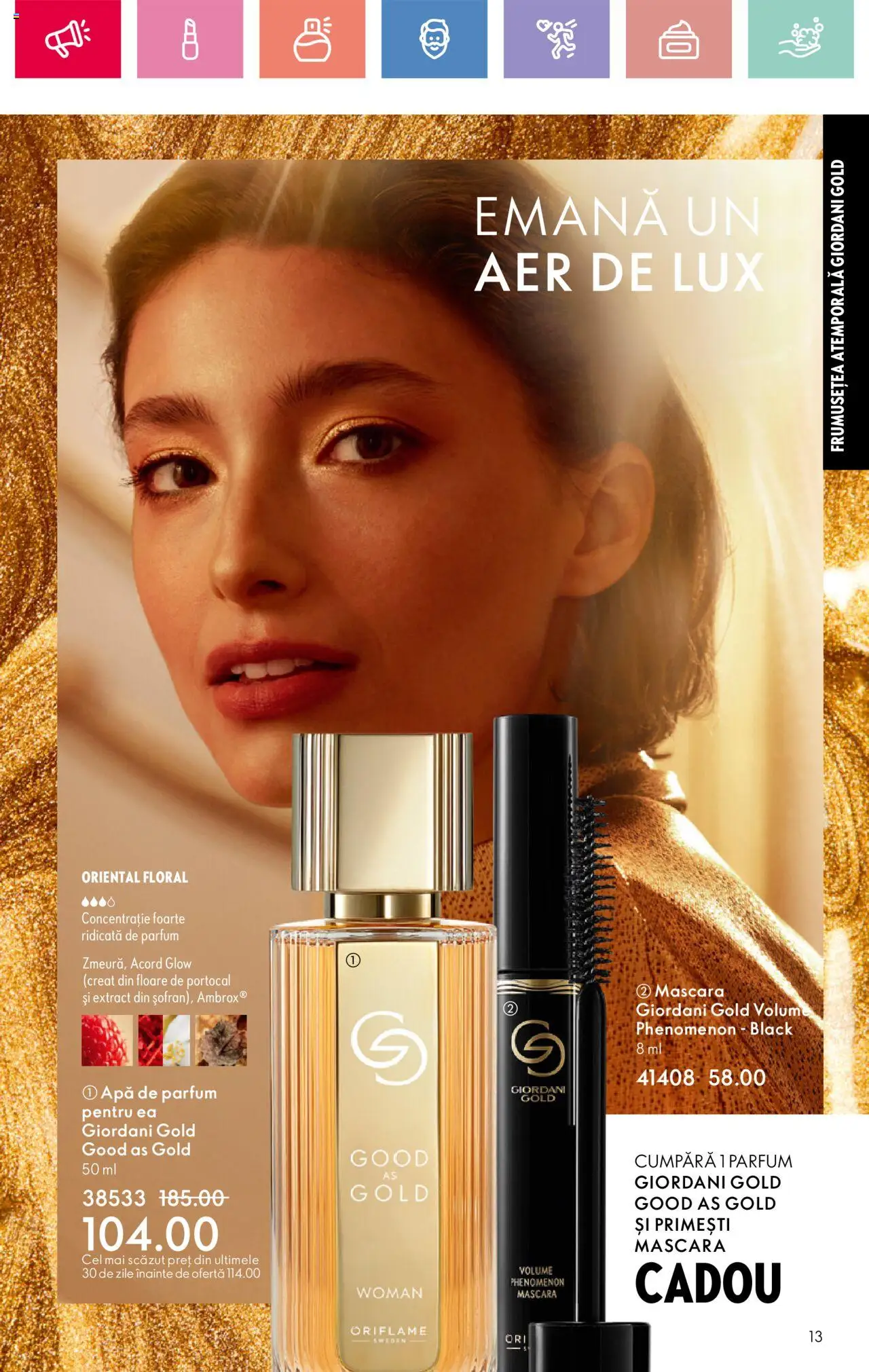 Catalog Oriflame 13 Aprilie - 3 Mai 2025 | Pagina 13 | Produse: Apă de parfum, Parfum, Mascara, Apă