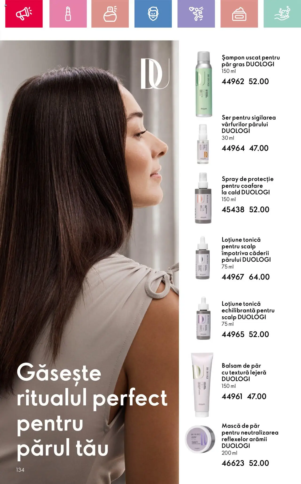 Catalog Oriflame 13 Aprilie - 3 Mai 2025 | Pagina 134 | Produse: Balsam, Mască de păr, Balsam de păr, Șampon uscat