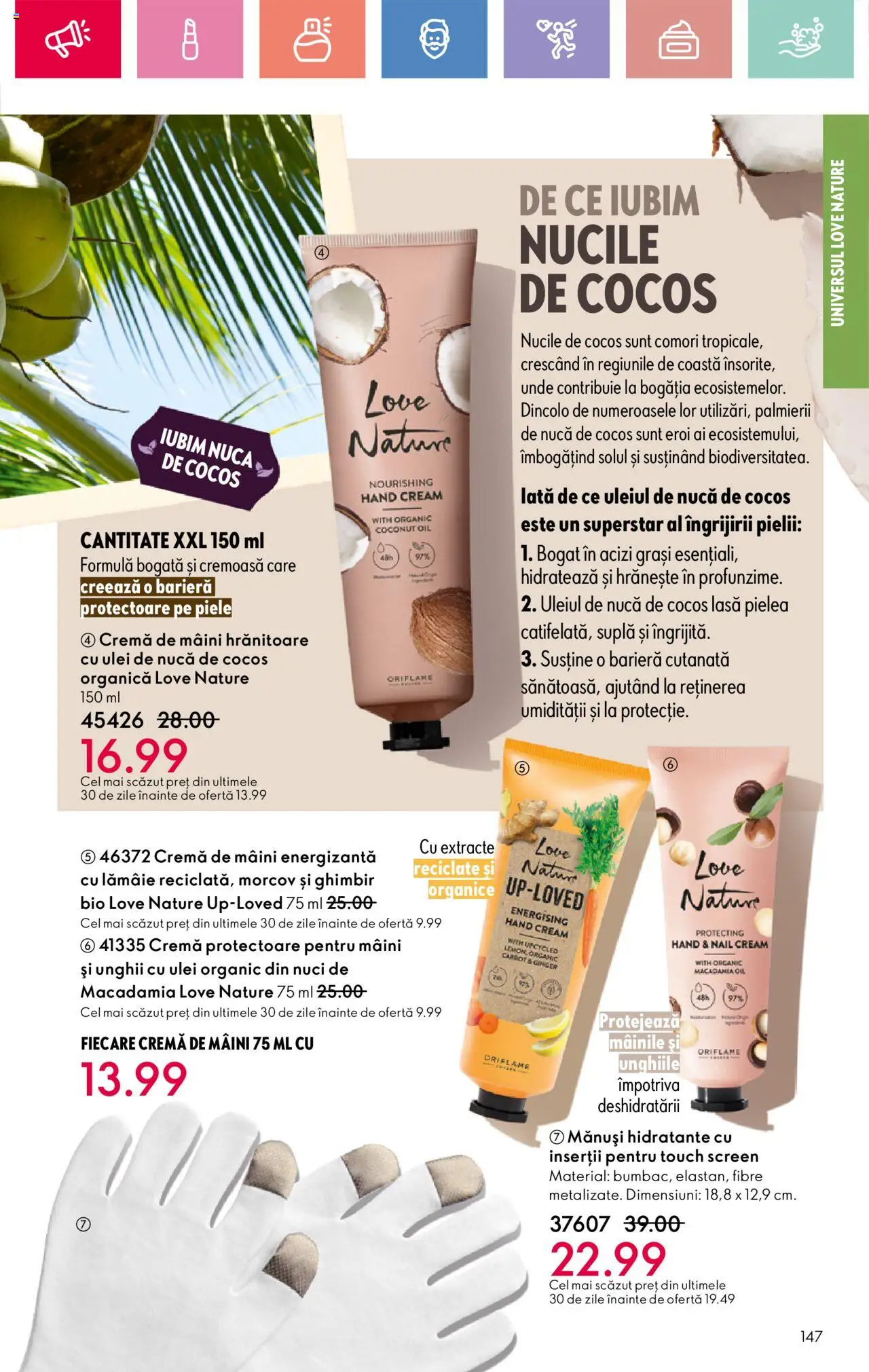 Catalog Oriflame 13 Aprilie - 3 Mai 2025 | Pagina 147 | Produse: Şerit ödül, Mănuși, Cremă, Cremă de mâini