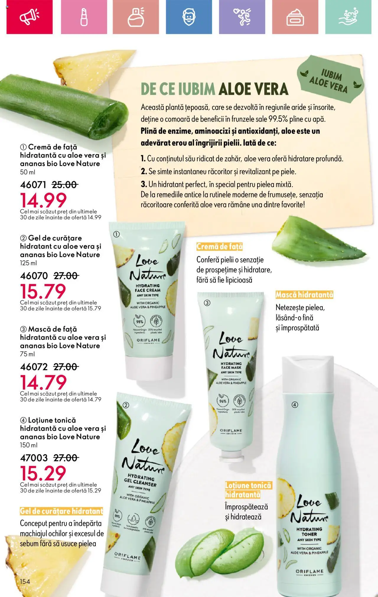 Catalog Oriflame 13 Aprilie - 3 Mai 2025 | Pagina 154 | Produse: Şerit ödül, Loțiune tonică, Gel de curățare, Toner