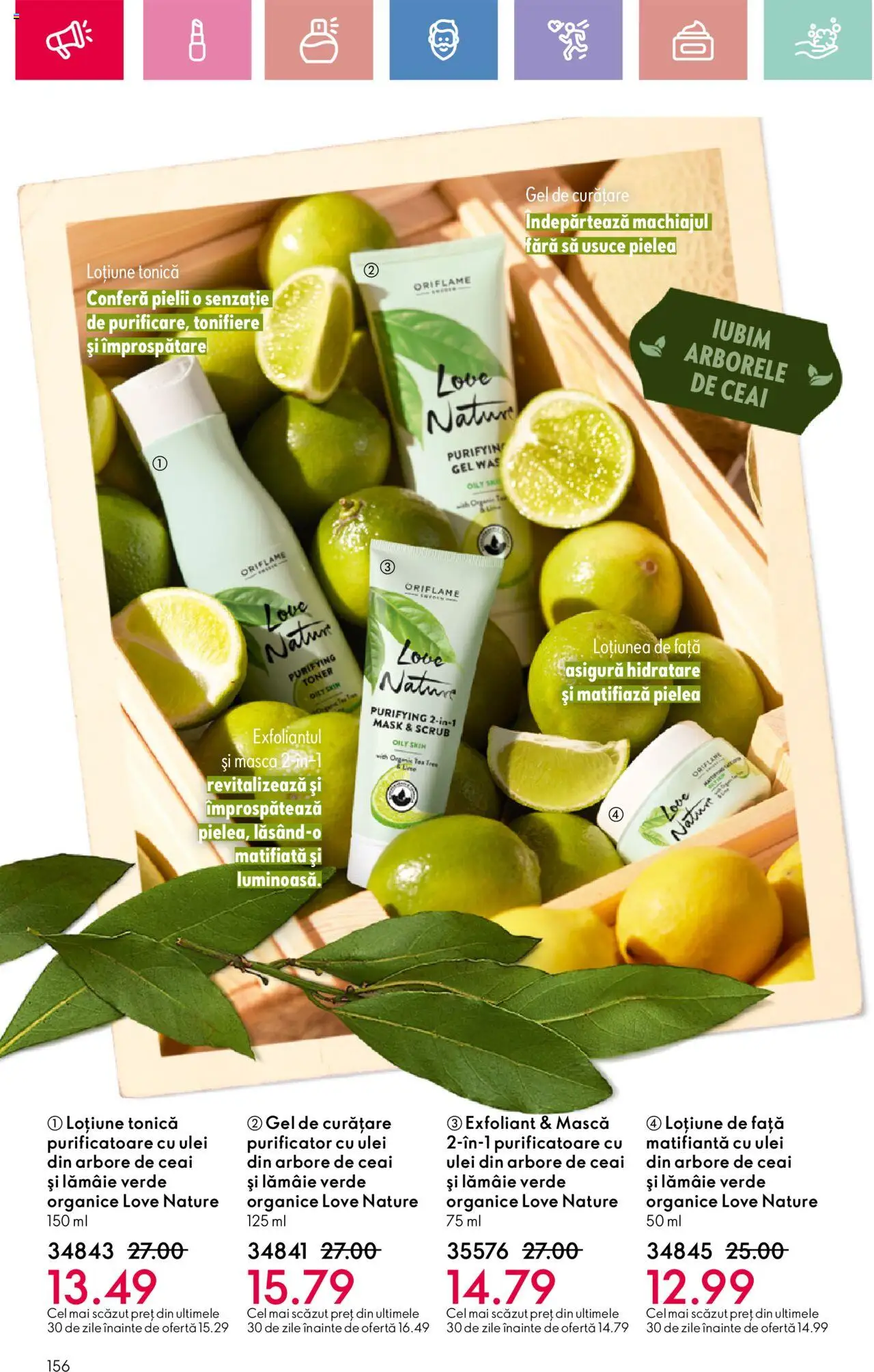 Catalog Oriflame 13 Aprilie - 3 Mai 2025 | Pagina 156 | Produse: Gel de curățare, Scrub, Toner, Lămâie