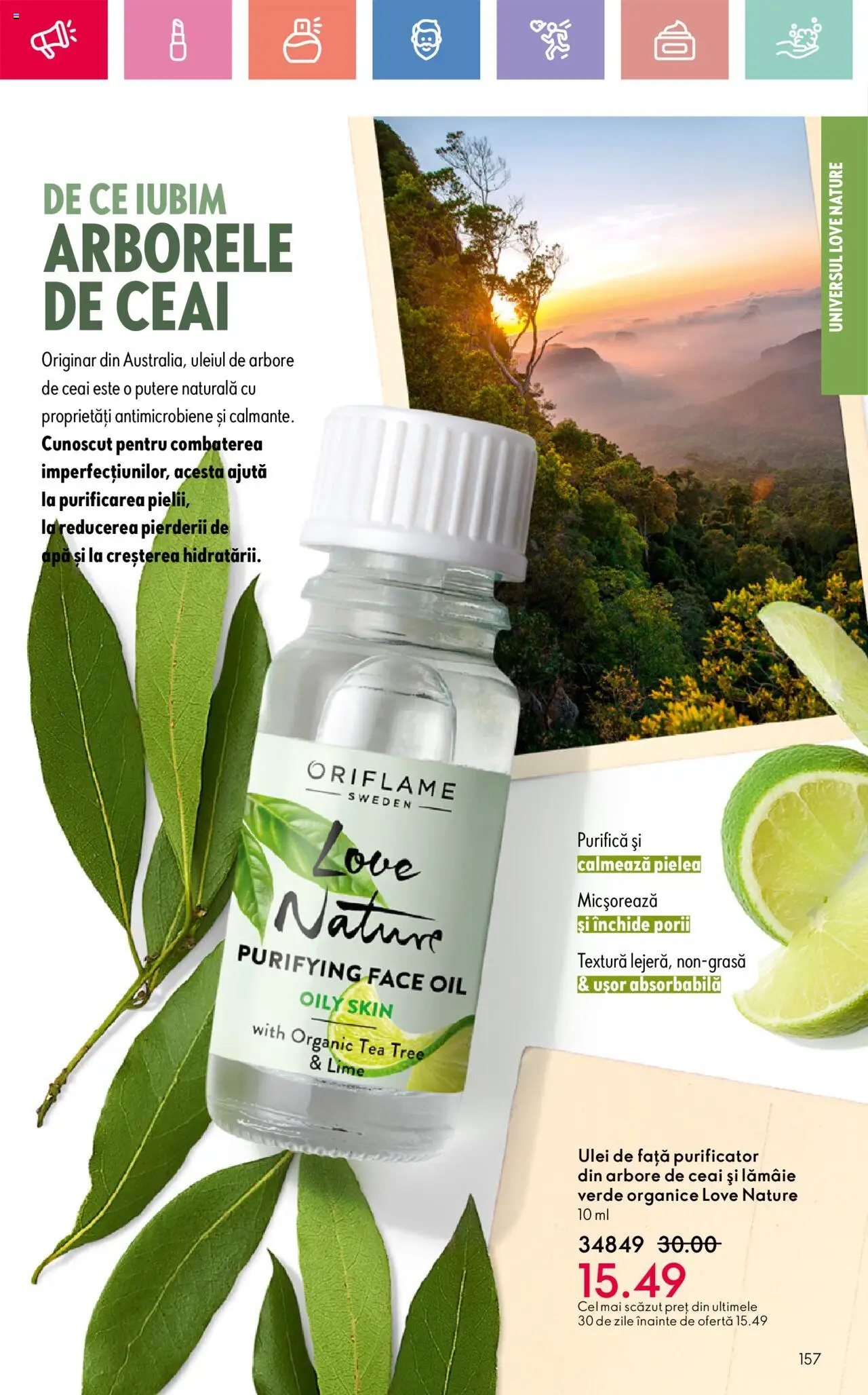 Catalog Oriflame 13 Aprilie - 3 Mai 2025 | Pagina 157 | Produse: Ulei, Ceai, Apă, Lămâie