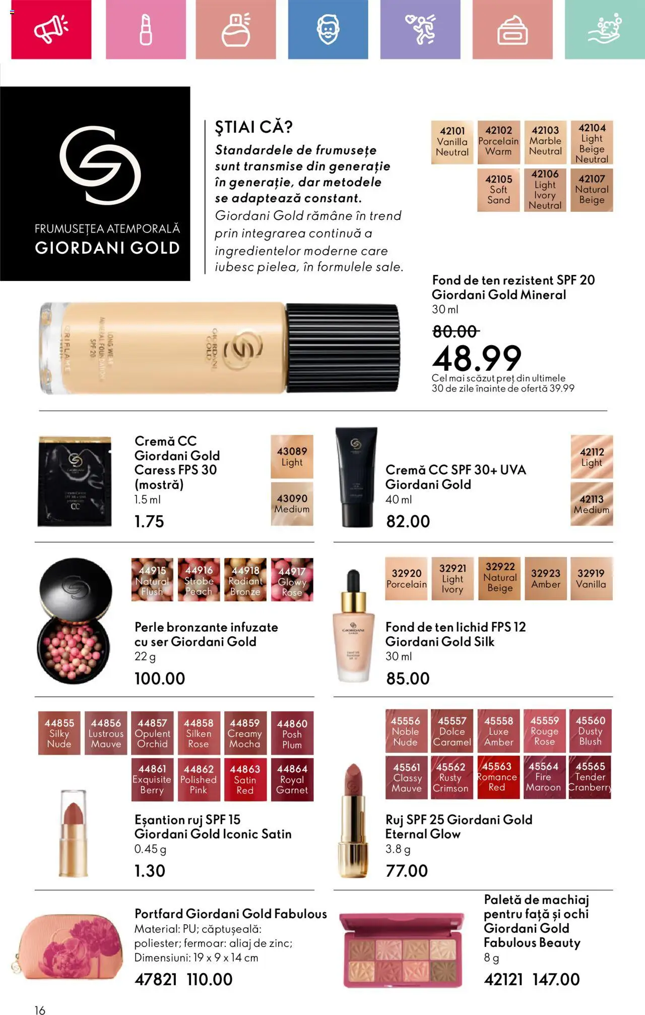 Catalog Oriflame 13 Aprilie - 3 Mai 2025 | Pagina 16 | Produse: Perle bronzante, Portfard, Akrilik boya, Blush