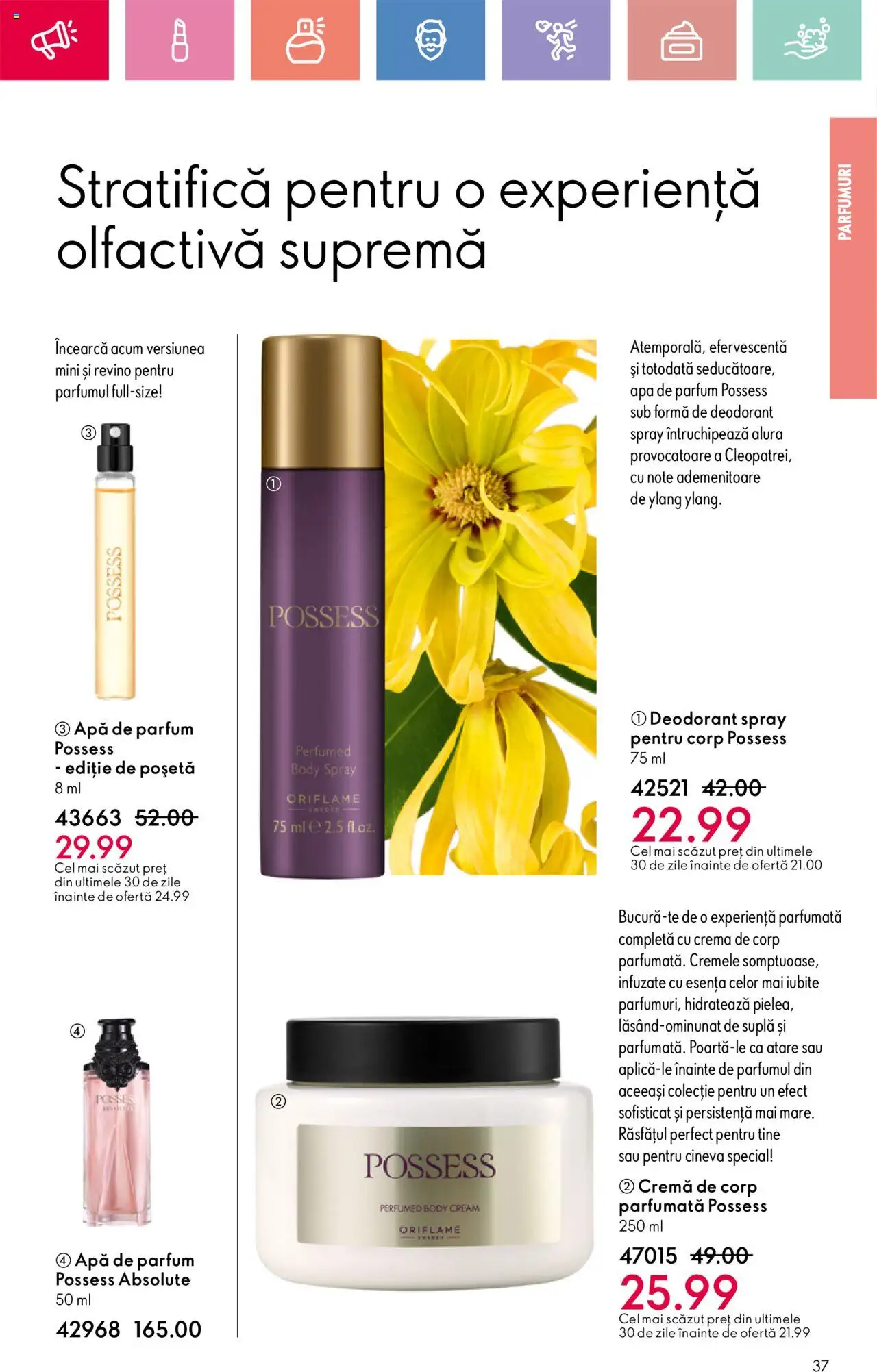 Catalog Oriflame 13 Aprilie - 3 Mai 2025 | Pagina 37 | Produse: Apă de parfum, Cremă, Cremă de corp, Deodorant