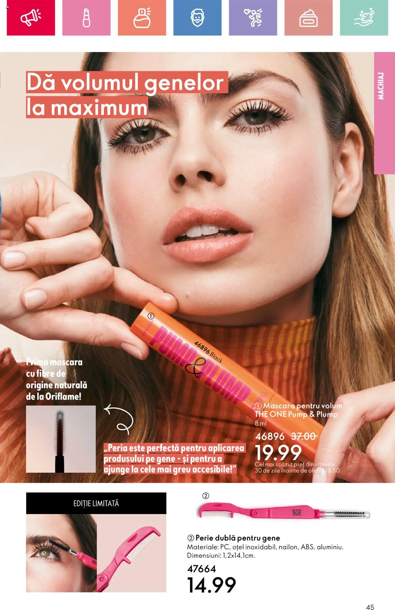 Catalog Oriflame 13 Aprilie - 3 Mai 2025 | Pagina 45 | Produse: Machiaj, Perie, Mascara
