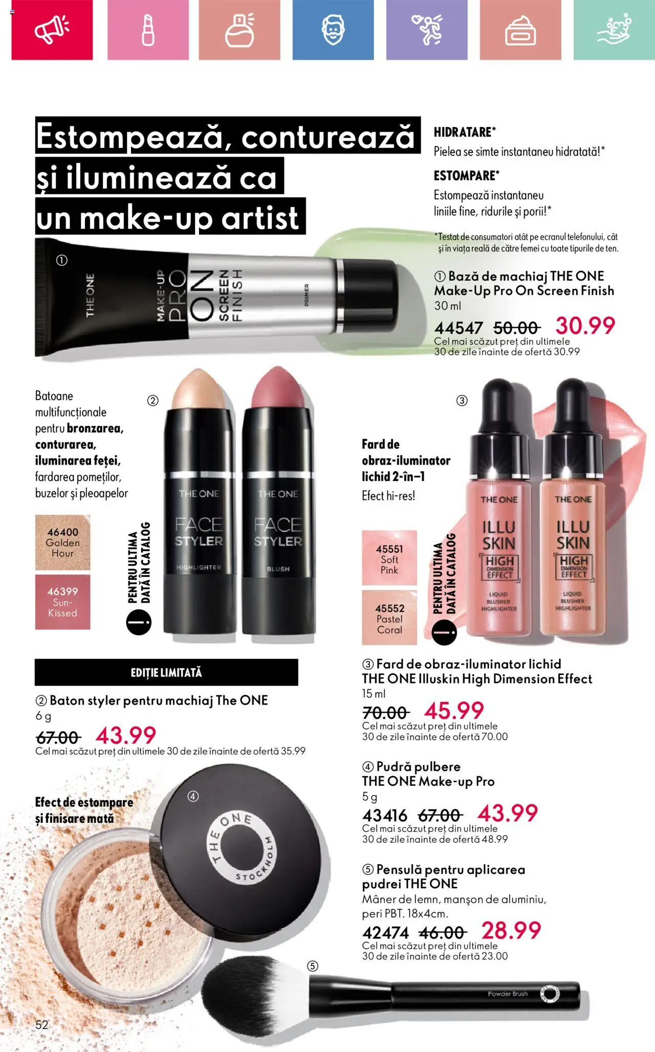 Catalog Oriflame 13 Aprilie - 3 Mai 2025 | Pagina 52 | Produse: Mâner, Machiaj, Pudră, Blush