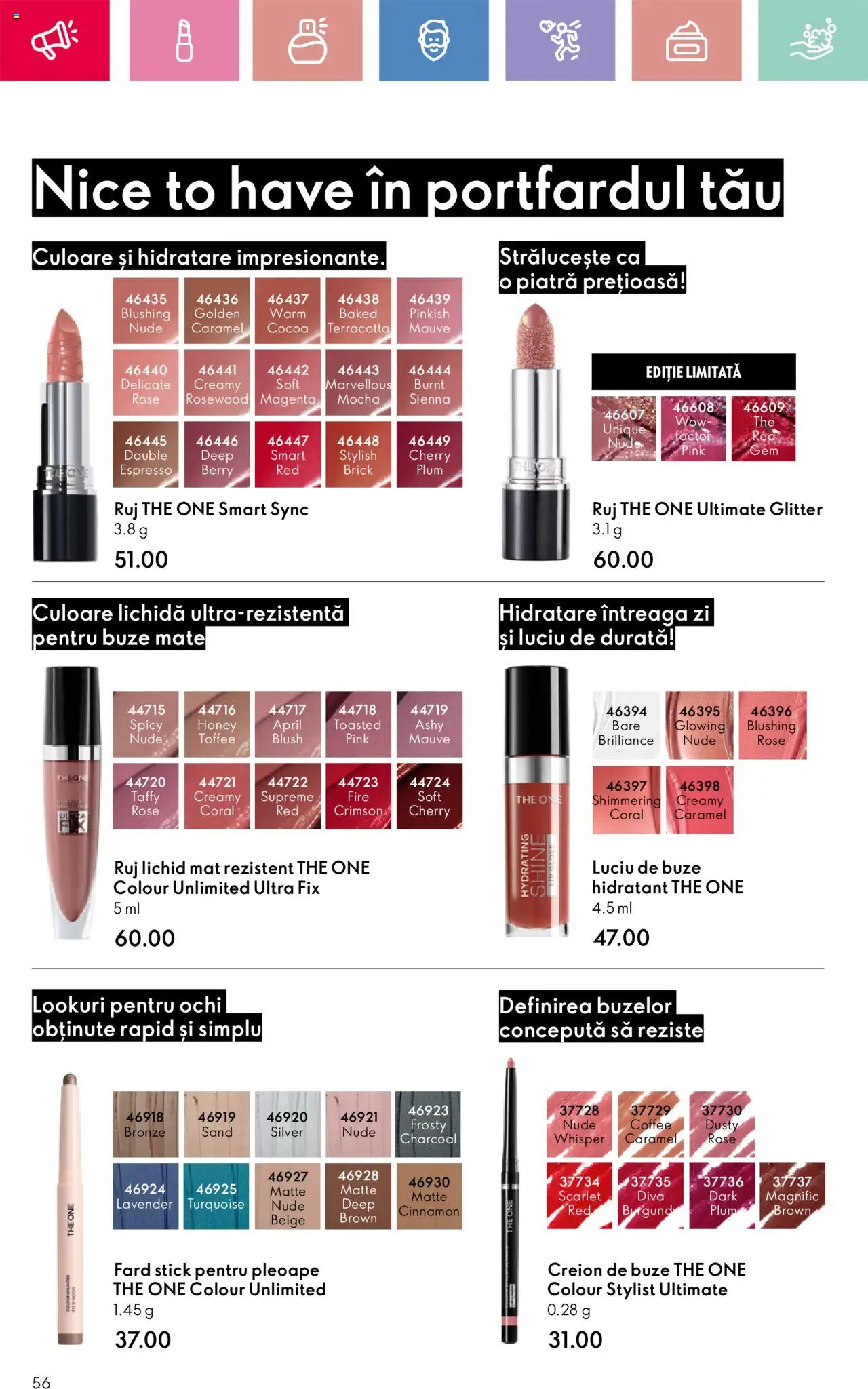 Catalog Oriflame 13 Aprilie - 3 Mai 2025 | Pagina 56 | Produse: Blush, Ruj, Luciu de buze