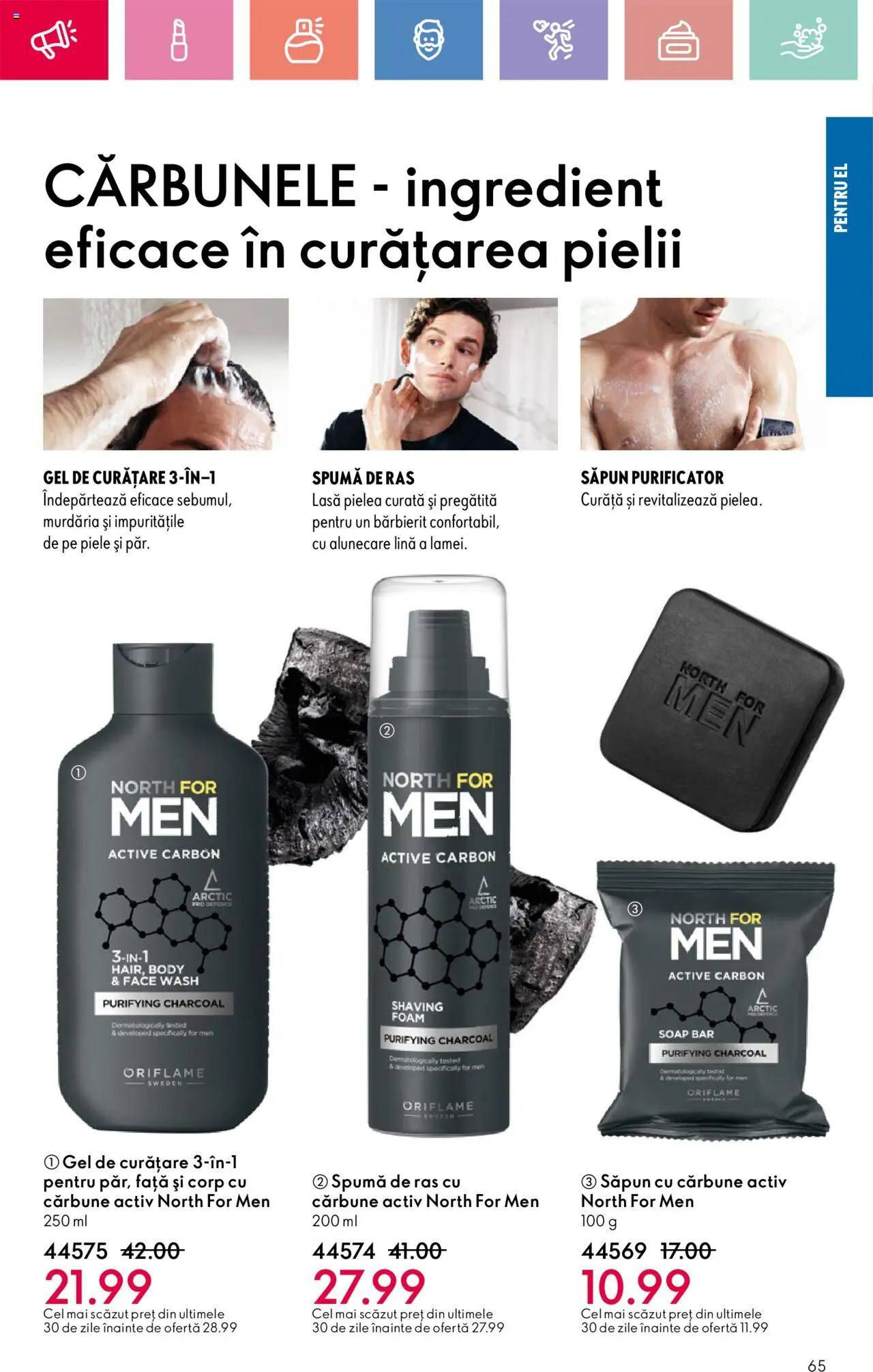 Catalog Oriflame 13 Aprilie - 3 Mai 2025 | Pagina 65 | Produse: Gel de curățare, Body, Spumă de ras, Săpun