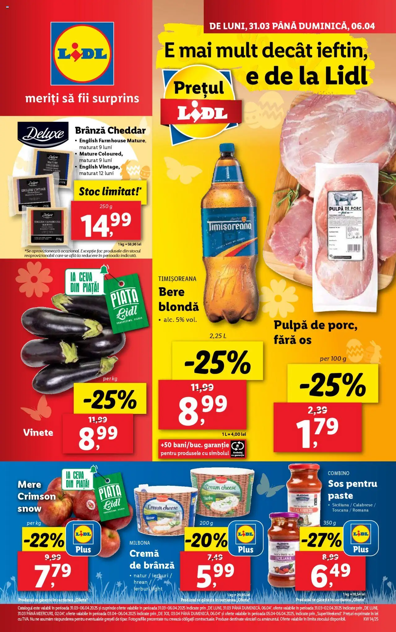 Catalog LIDL 31 Martie - 6 Aprilie 2025 | Pagina 1 | Produse: Cremă, Bere, Paste, Sos