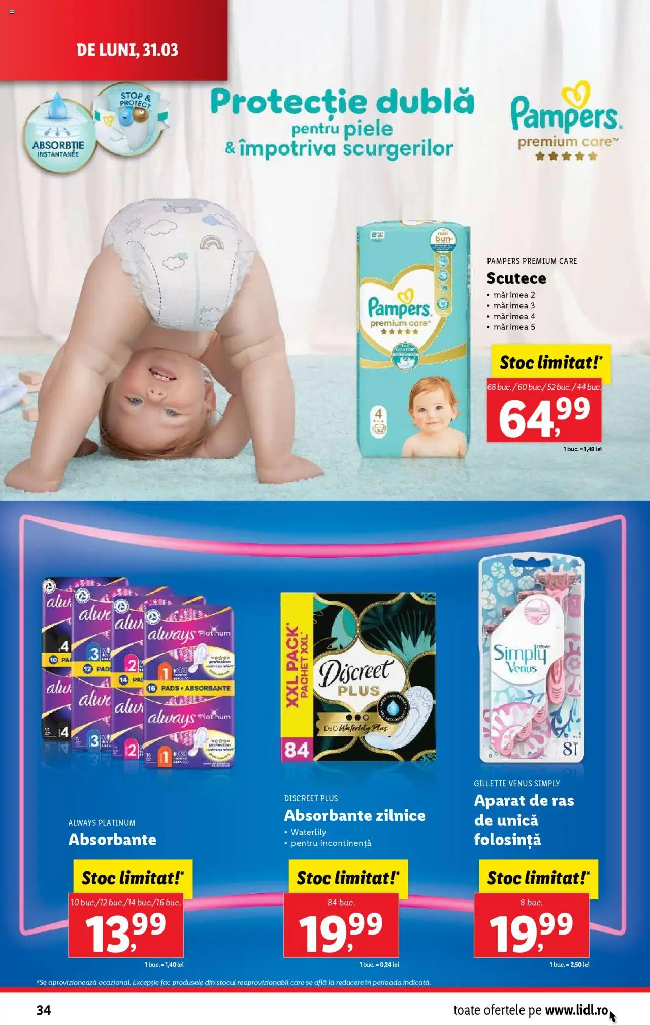 Catalog LIDL 31 Martie - 6 Aprilie 2025 | Pagina 34 | Produse: Aparat De Ras, Absorbante, Scutece