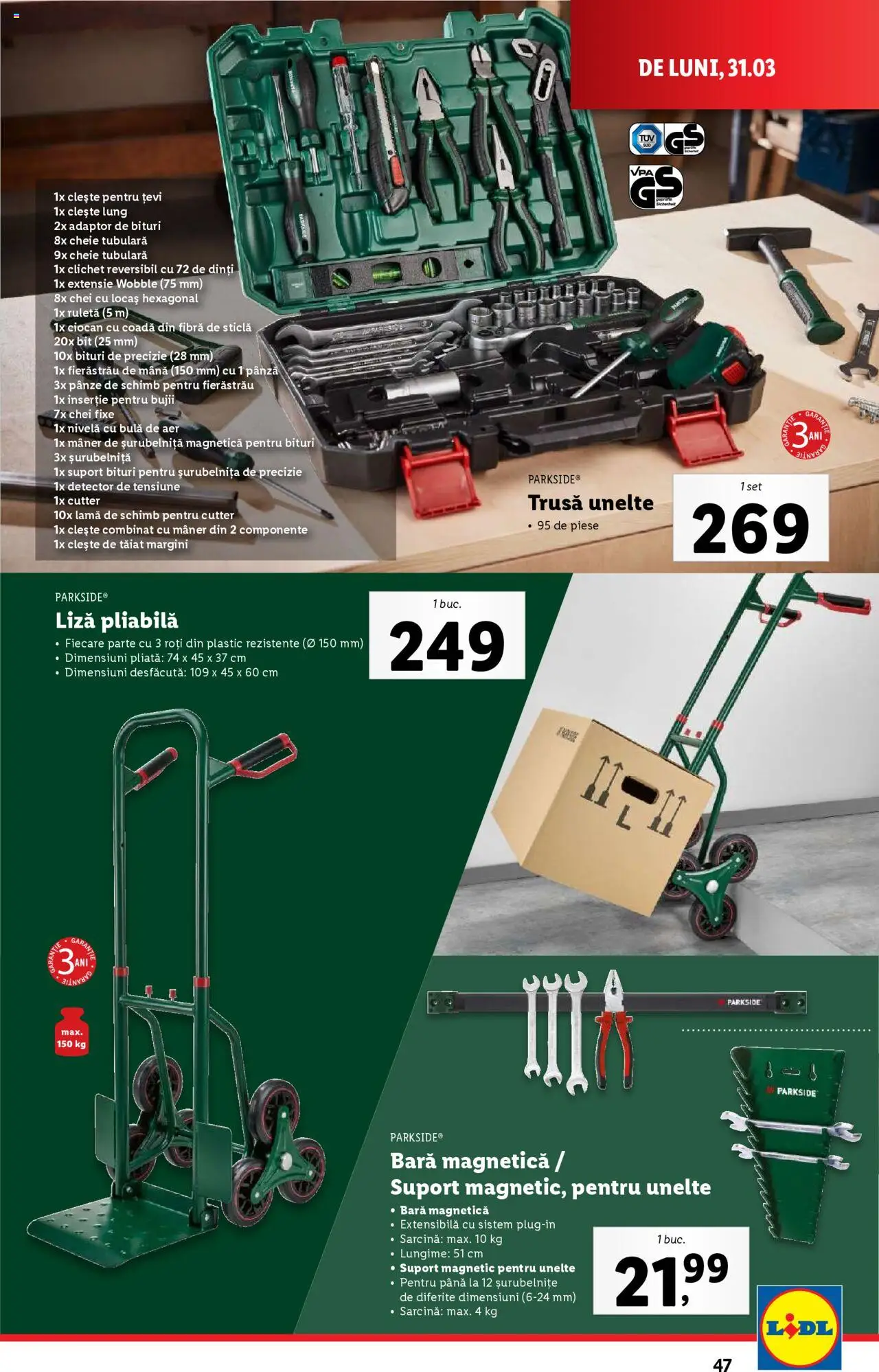 Catalog LIDL 31 Martie - 6 Aprilie 2025 | Pagina 47 | Produse: Suport magnetic, Cutter, Clește, Mâner