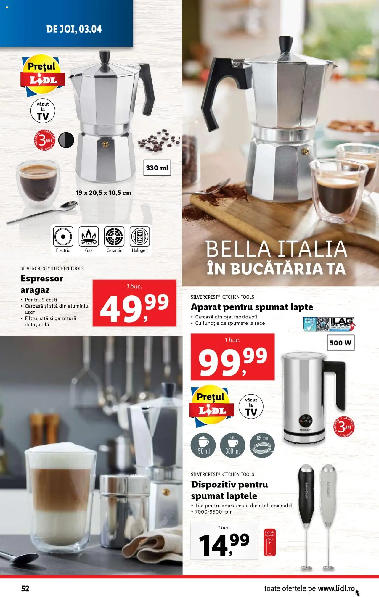 Catalog LIDL 31 Martie - 6 Aprilie 2025 | Pagina 52 | Produse: Espressor, Aragaz, Baterie, Lapte
