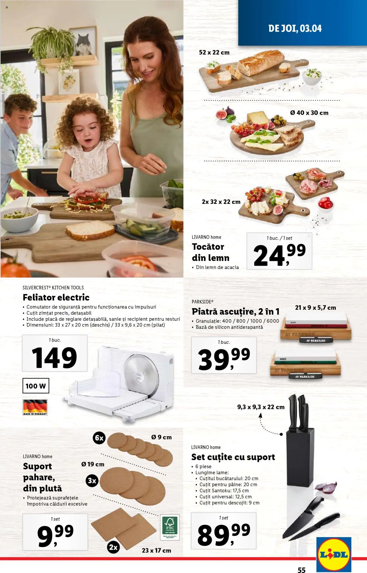 Catalog LIDL 31 Martie - 6 Aprilie 2025 | Pagina 55 | Produse: Zımba teli, Cuțit, Tocător, Pâine