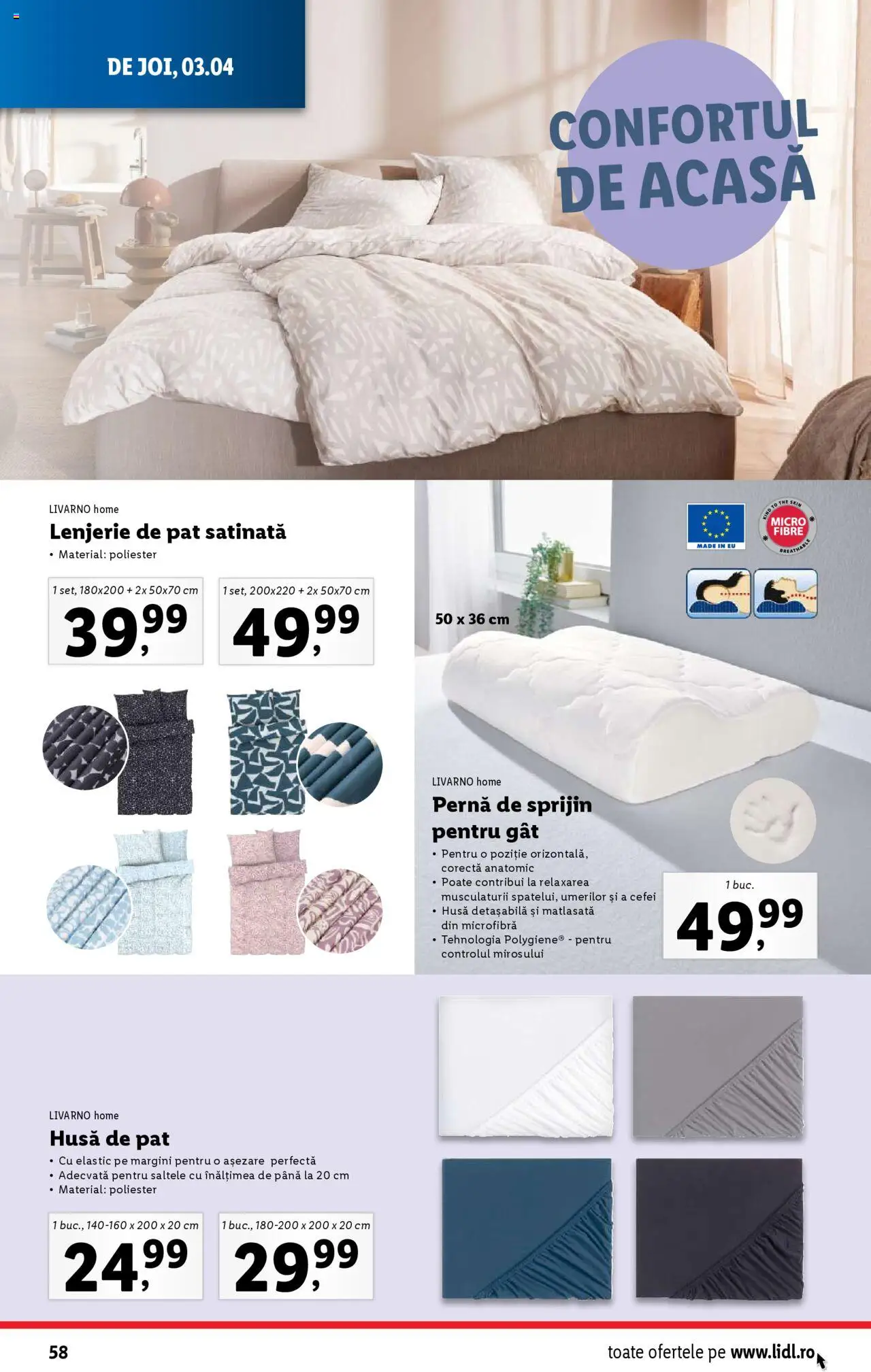 Catalog LIDL 31 Martie - 6 Aprilie 2025 | Pagina 58 | Produse: Pat, Lenjerie de pat, Pernă