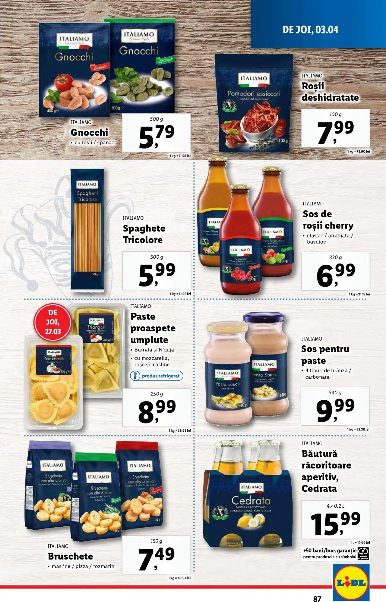 Catalog LIDL 31 Martie - 6 Aprilie 2025 | Pagina 87 | Produse: Măsline, Mozzarella, Paste, Sos
