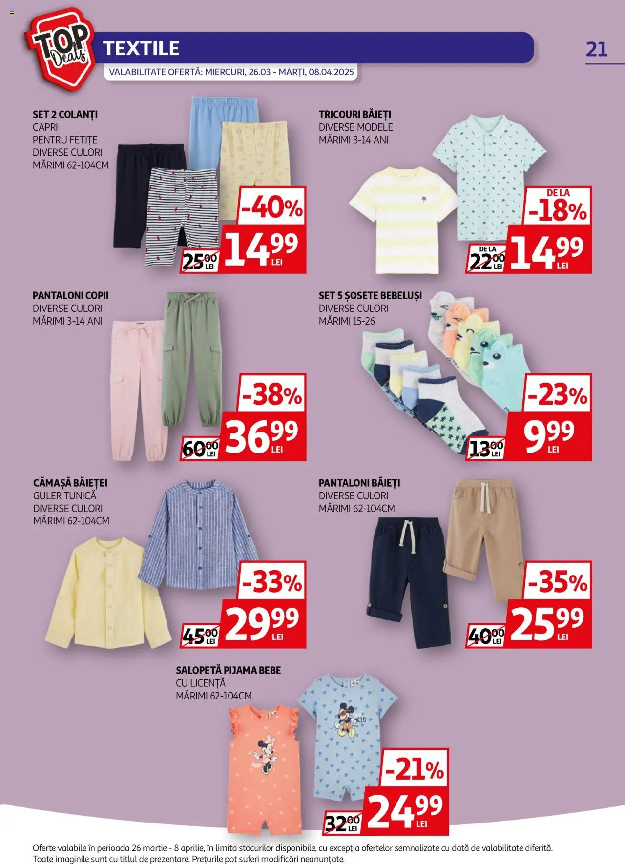 Catalog Auchan 26 Martie - 8 Aprilie 2025 | Pagina 21 | Produse: Pantaloni, Salopetă, Șosete, Colanți