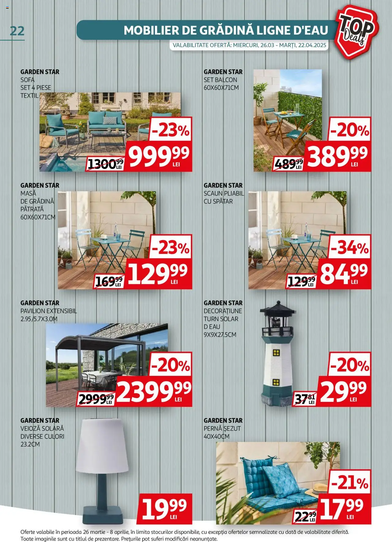 Catalog Auchan 26 Martie - 8 Aprilie 2025 | Pagina 22 | Produse: Pernă, Scaun, Pavilion, Veioză