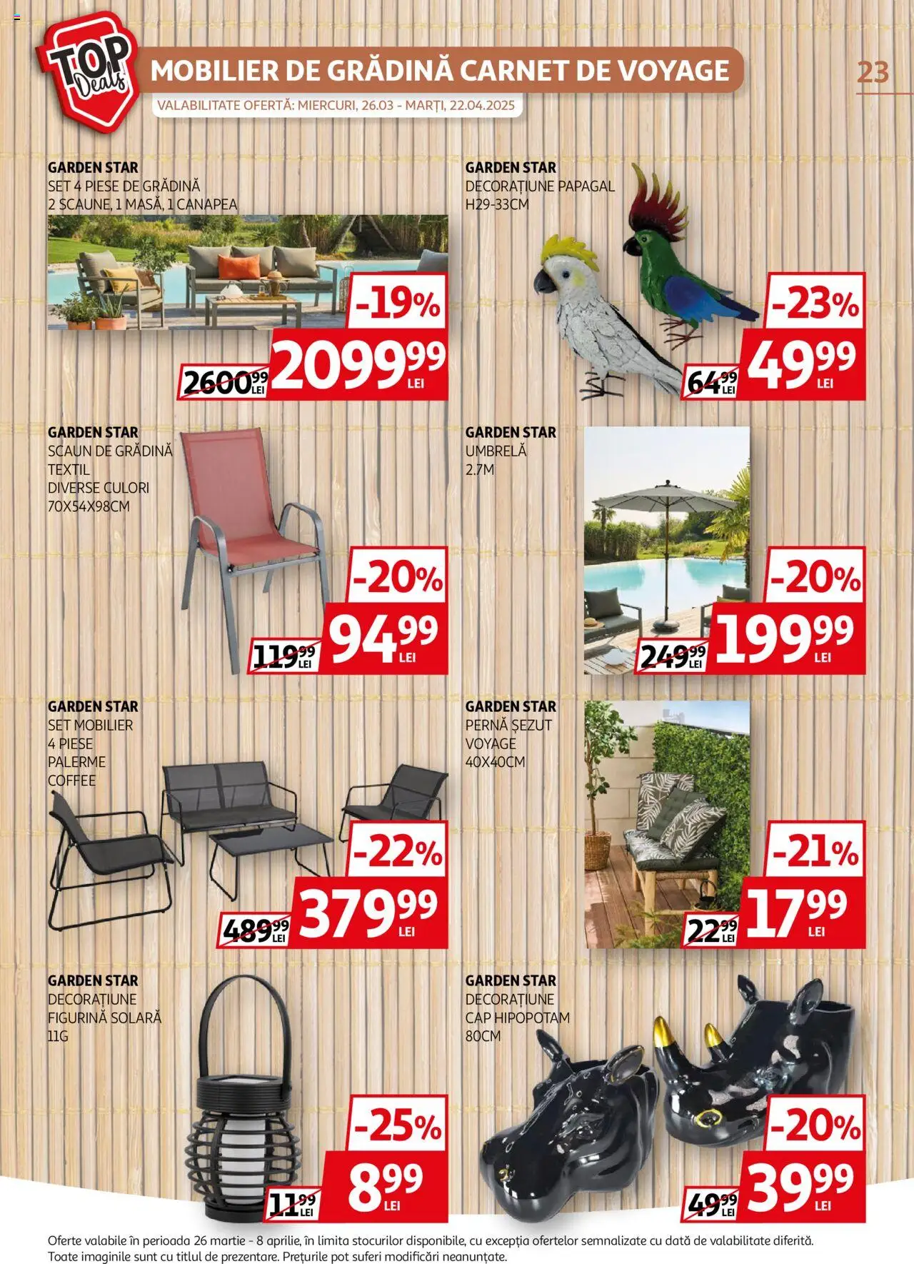 Catalog Auchan 26 Martie - 8 Aprilie 2025 | Pagina 23 | Produse: Umbrelă, Pernă, Canapea, Scaun