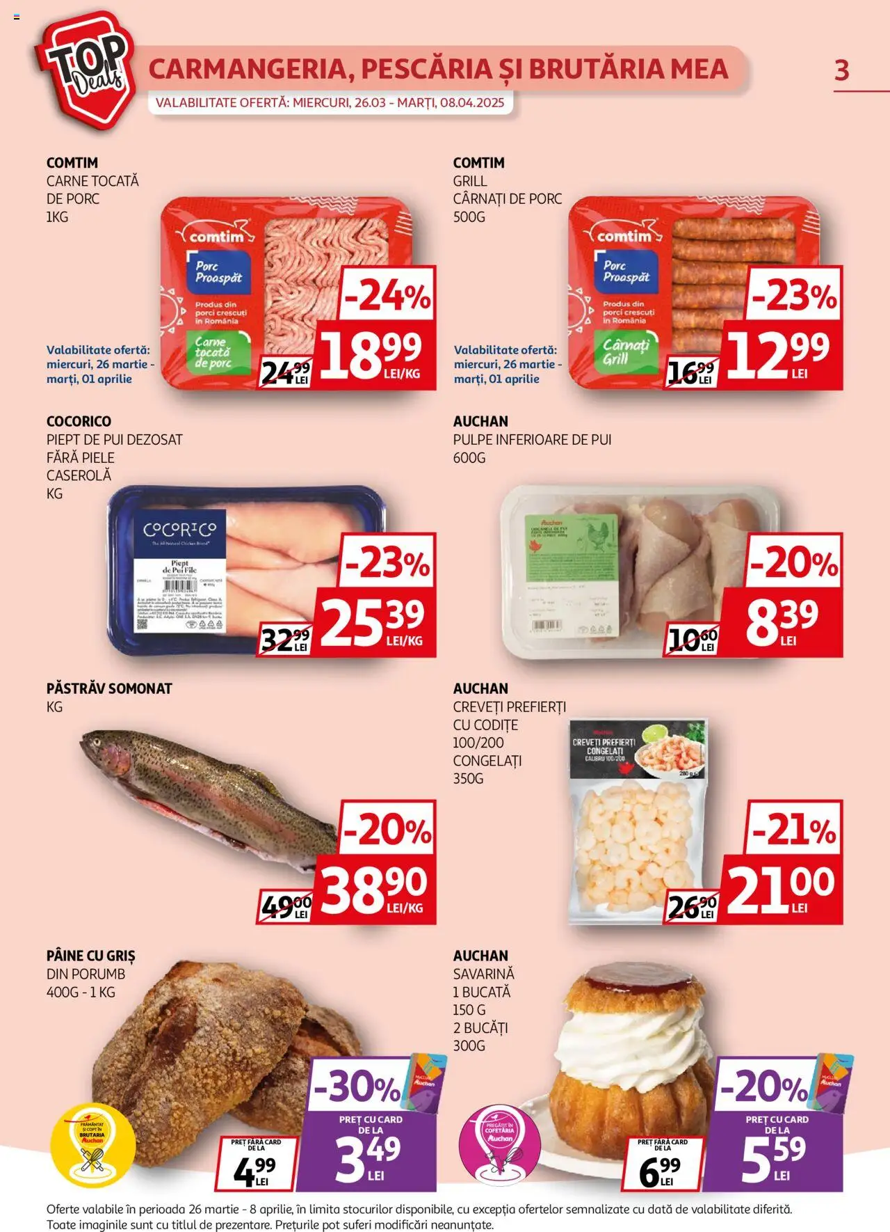 Catalog Auchan 26 Martie - 8 Aprilie 2025 | Pagina 3 | Produse: Grill, Savarină, Pâine, Carne tocată