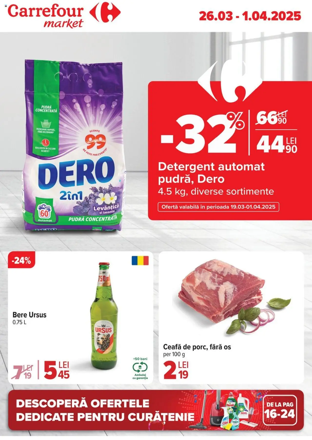 Catalog Carrefour 26 Martie - 1 Aprilie 2025 | Pagina 1 | Produse: Kedi Ödül Oyuncakları, Pudră, Bere, Detergent