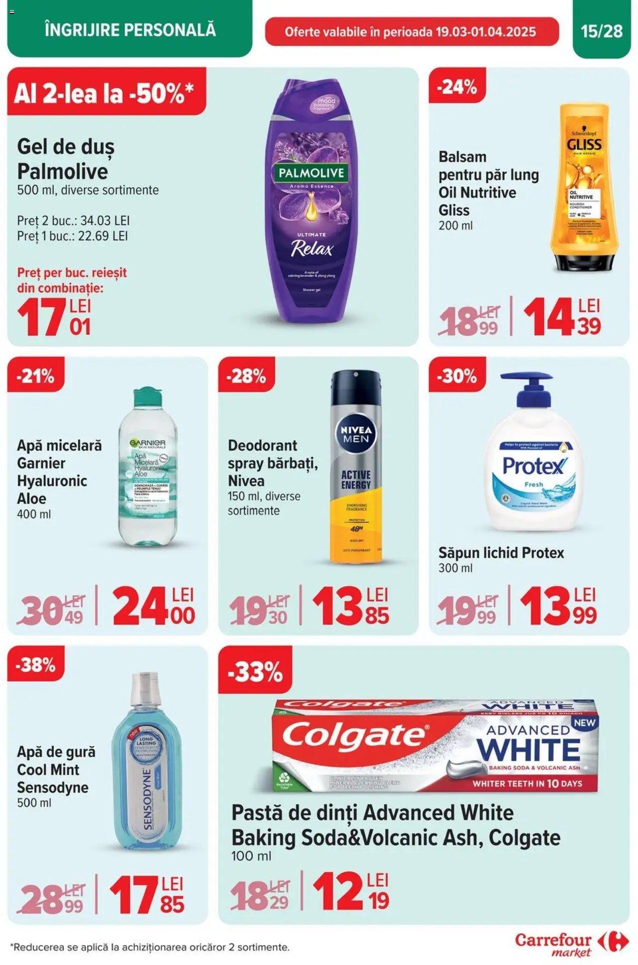 Catalog Carrefour 26 Martie - 1 Aprilie 2025 | Pagina 15 | Produse: Balsam, Apă micelară, Apă de gură, Săpun lichid