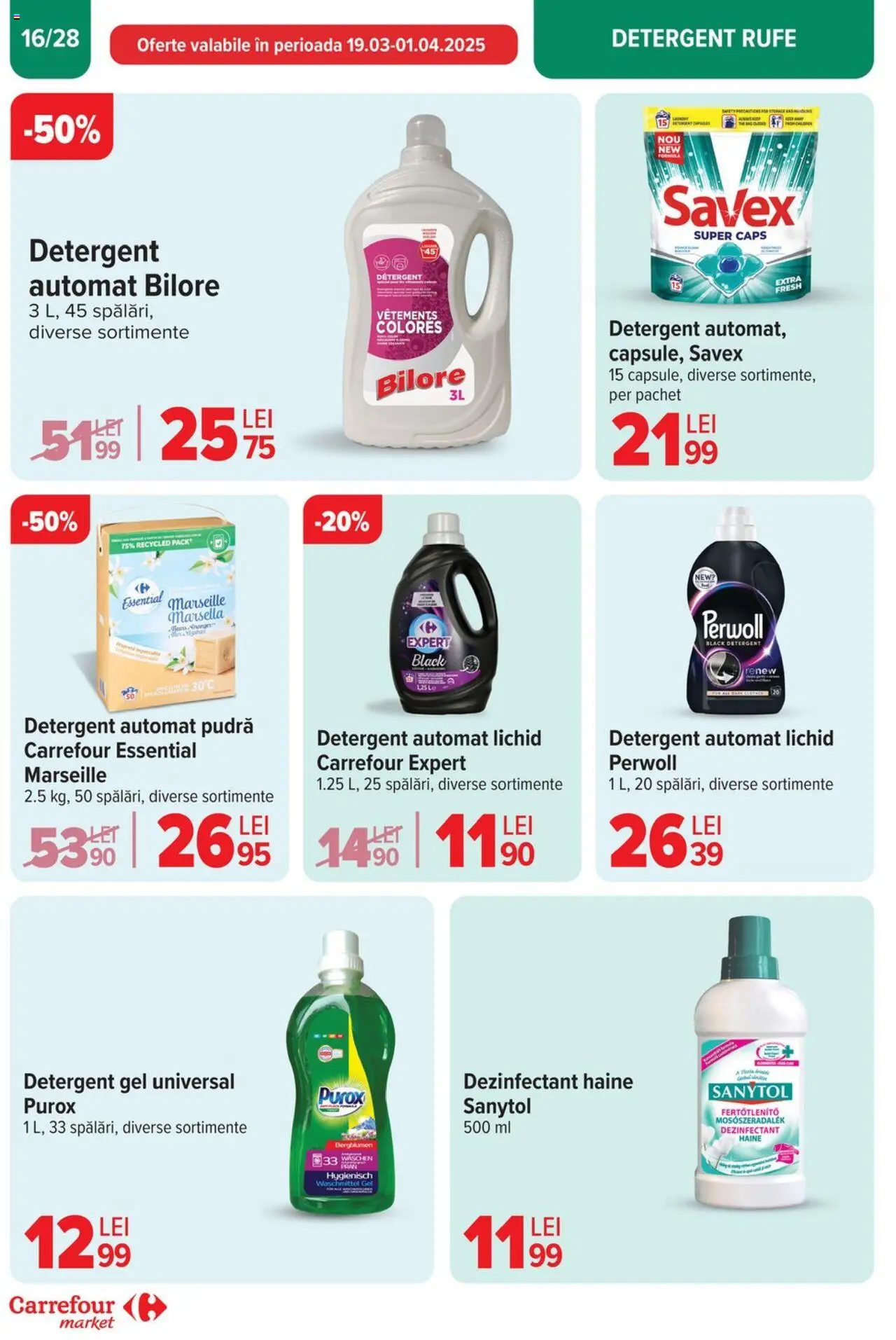 Catalog Carrefour 26 Martie - 1 Aprilie 2025 | Pagina 16 | Produse: Kedi Ödül Oyuncakları, Pudră, Detergent, Haine